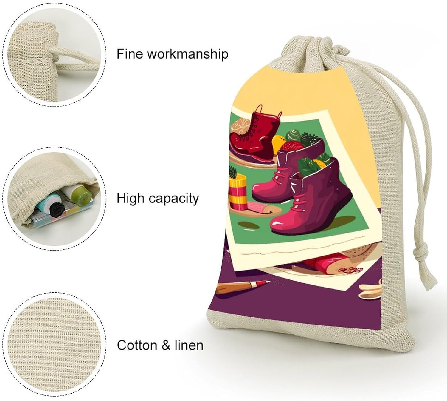 Cotton Linen Favors Bags 8 Pack Reusable Burlap Bags for Party Decorations image 3