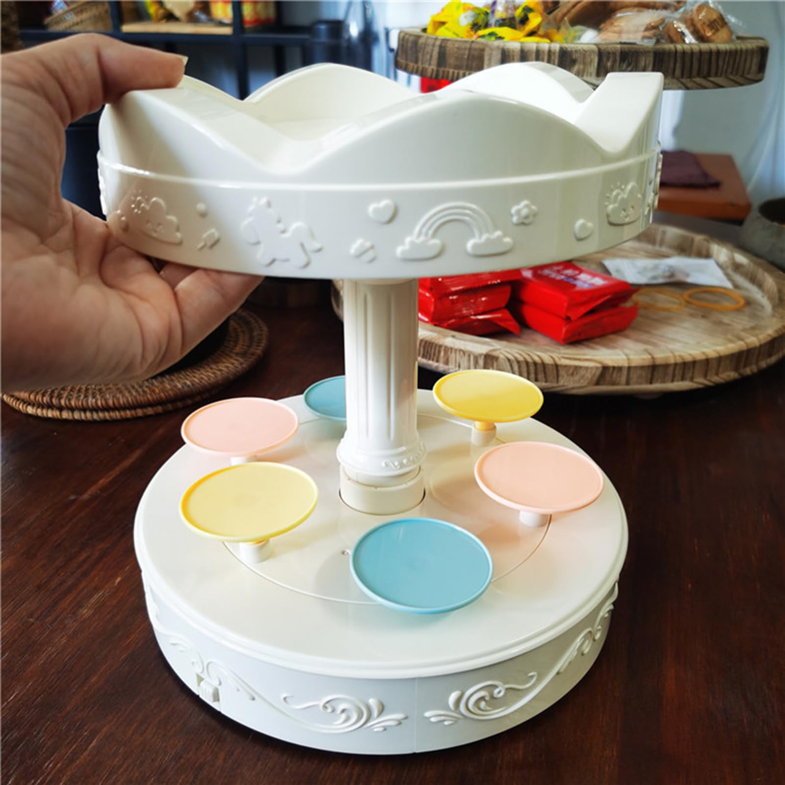 Supporto per Cupcakes | Supporto girevole automatico - per torta sushi con base girevole | per compleanno, matrimonio, feste, regali, cioccolatini, caffè, pasticceria