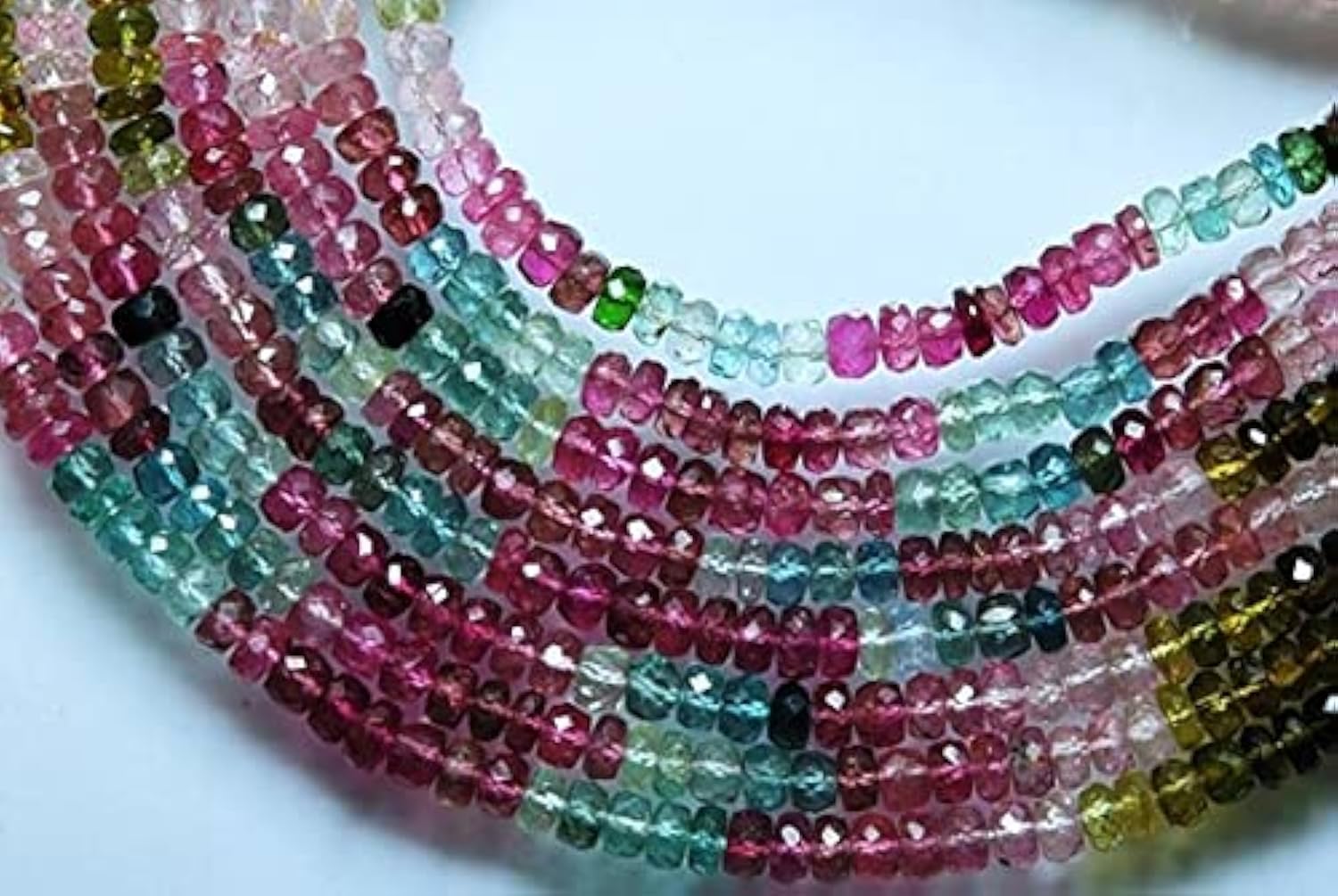 Perles multi tourmaline facettées de qualité supérieure pour création bijoux