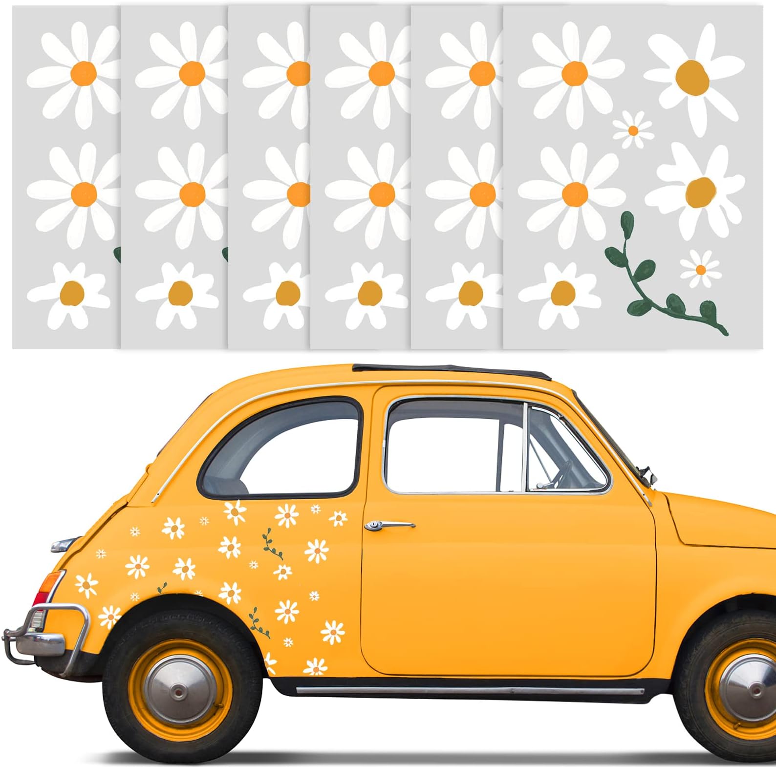Adesivi Auto Hippie Fiori - 6 Pezzi Flower Power, Per Auto, Moto, Caschi, VW Bulli - Foto 7