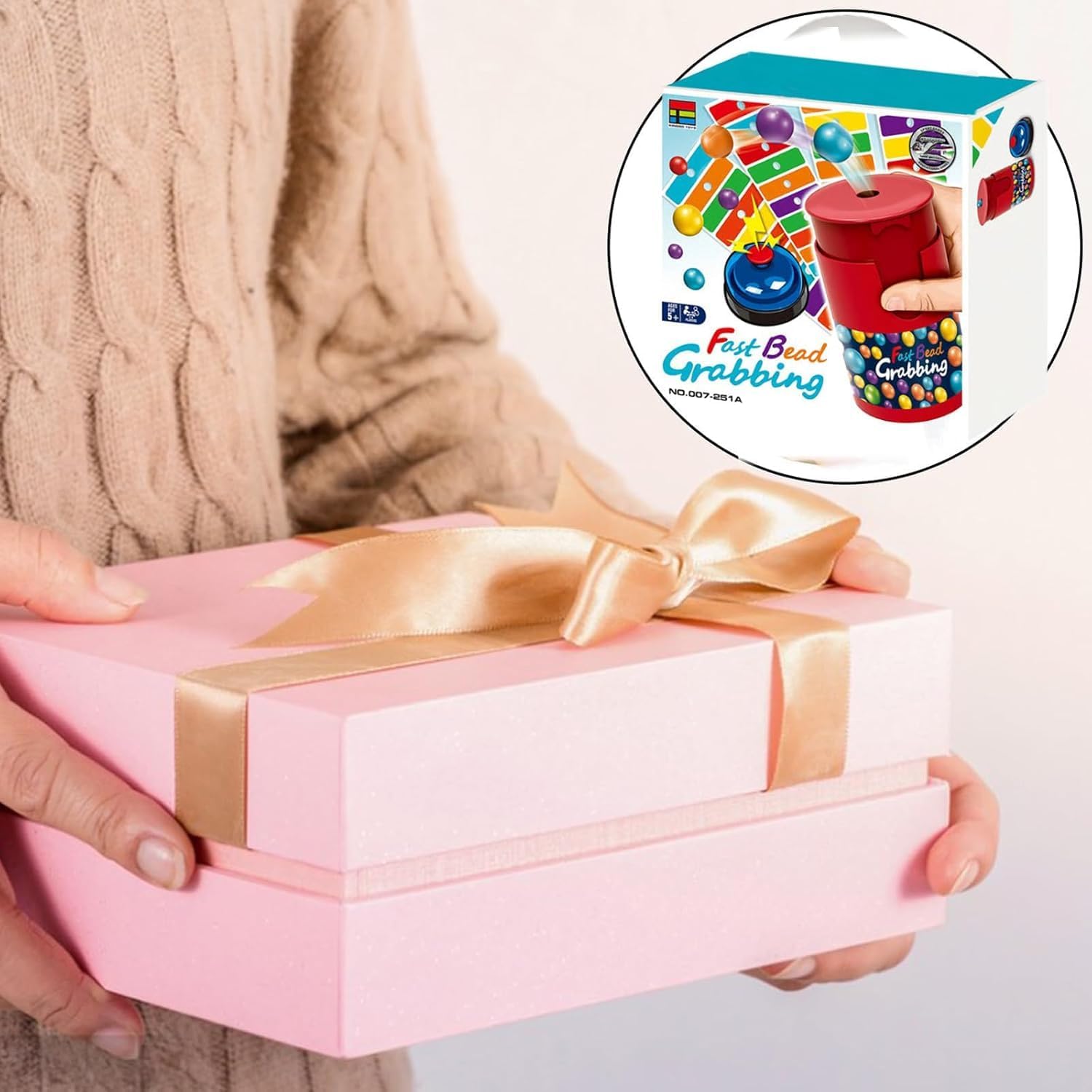 Fast Bead Grabbing Game, 2025 Match Bingo Game Set, 90 Beads & 6 Code Cards,1 Bell & Bead Can for Group Party and Family 2-4 Players