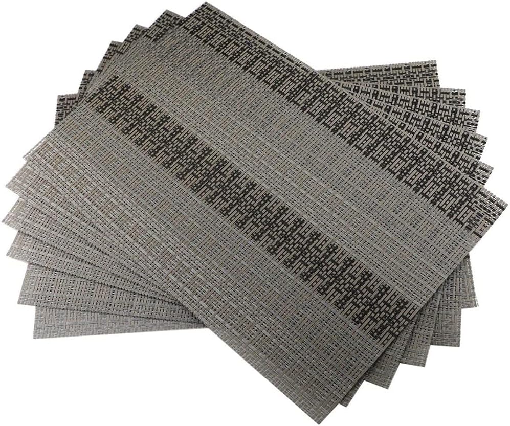 4 Pieces/Set PVC Plastic Placemats for Anti-hot Insulation Dining Table Runner Linens Place Mat Kitchen Cup Wine Mat (Color : Gray)