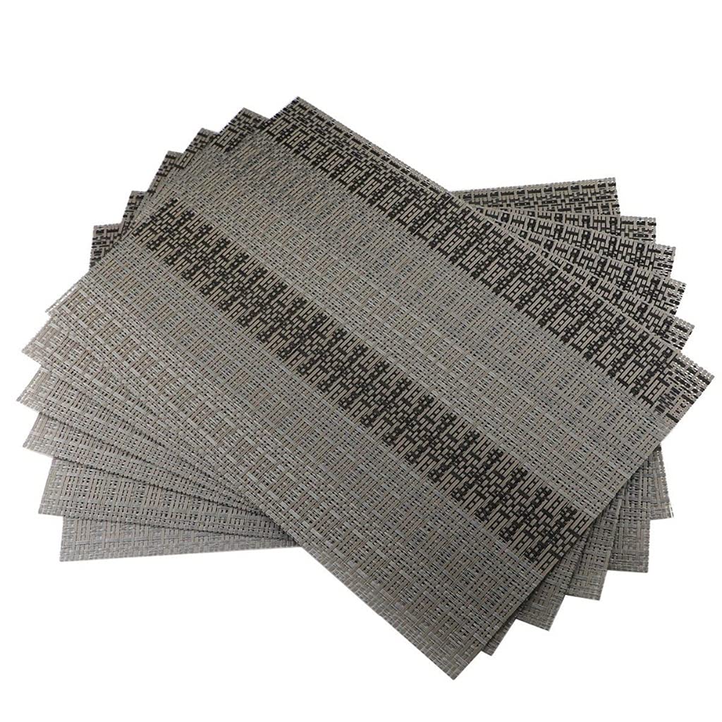 4 Piezas/Juego Manteles Individuales de plástico PVC para Aislamiento Anti-Caliente Camino de Mesa de Comedor Ropa de Cama Mantel Individual Copa de Cocina Estera de Vino (Color : Gray) HGCHH