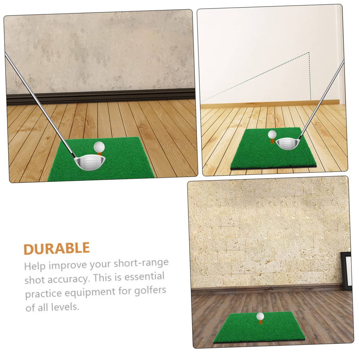 Mikikit 2pcs Golf Hitting Practice Mat Simulation Grass Pad Portable Training Aid for Home Backyard and Golfing Accessory for Skill Improvement