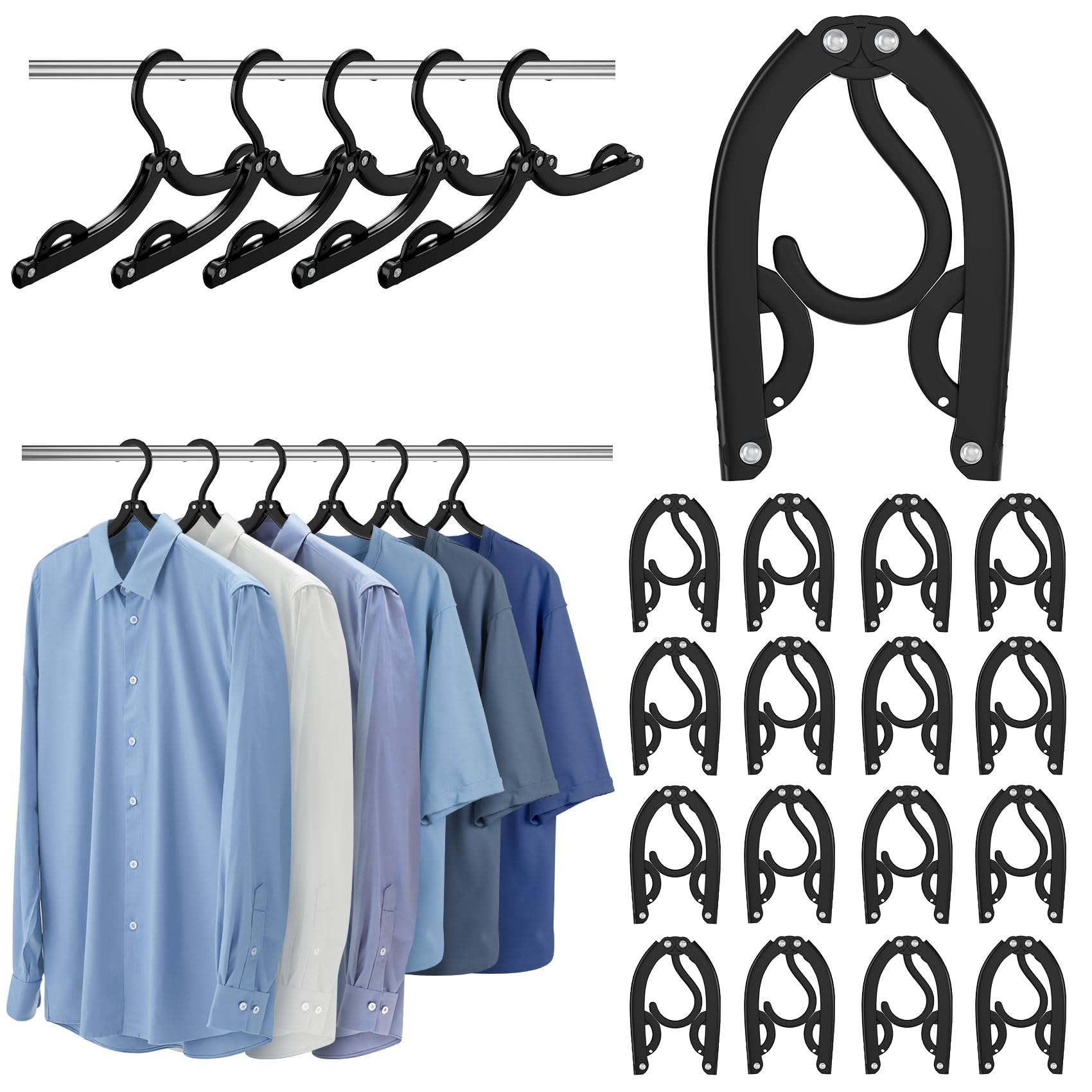 60 Pcs Portable Folding Travel Hangers for Cruise Ship Essentials 2026 Plastic Hanger Clothes Drying Rack for Suitcase
