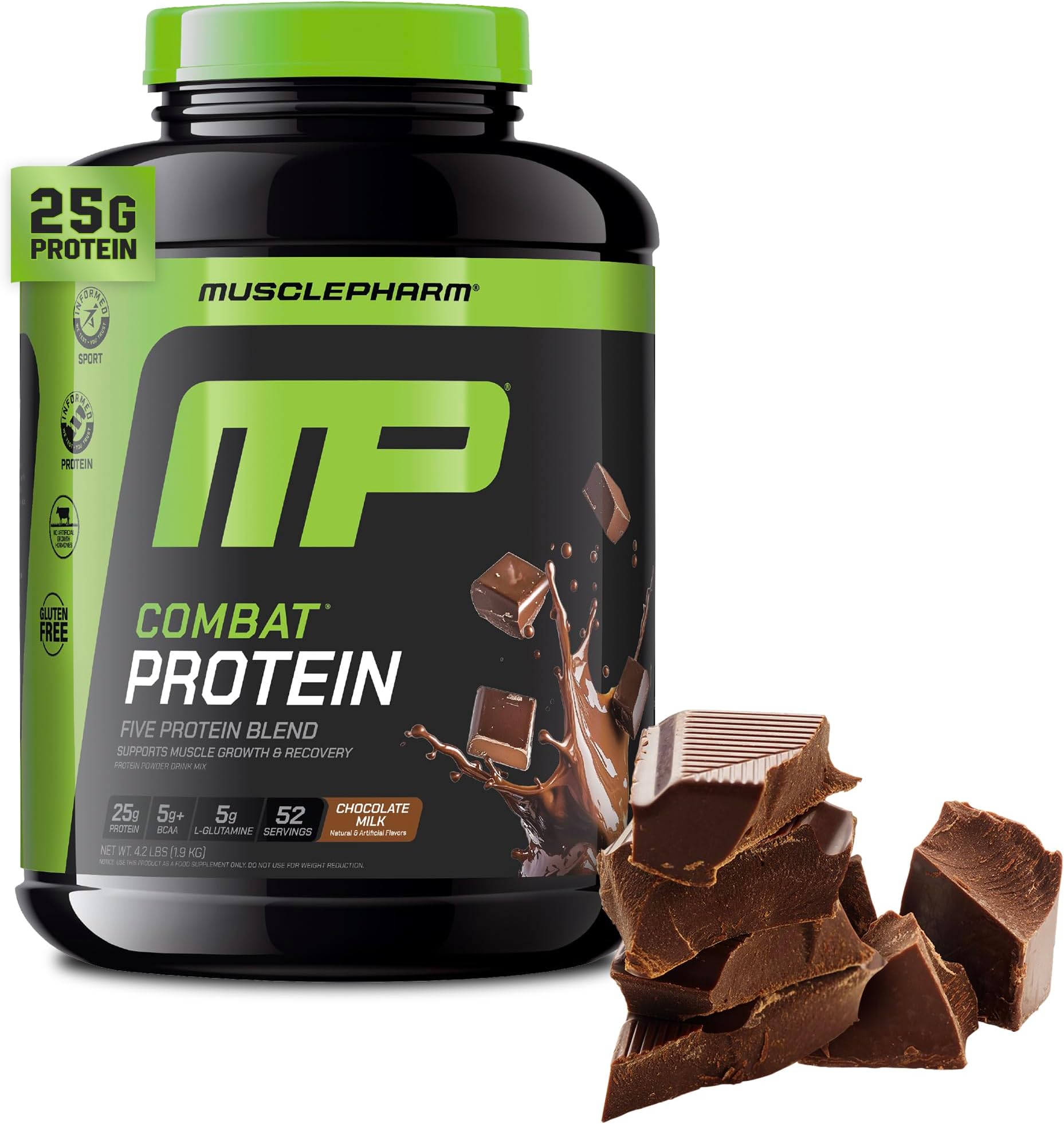 Combat Protein Powder, 5 Protein Blend, Chocolate Milk, 4.1 Pounds, 52 Servings