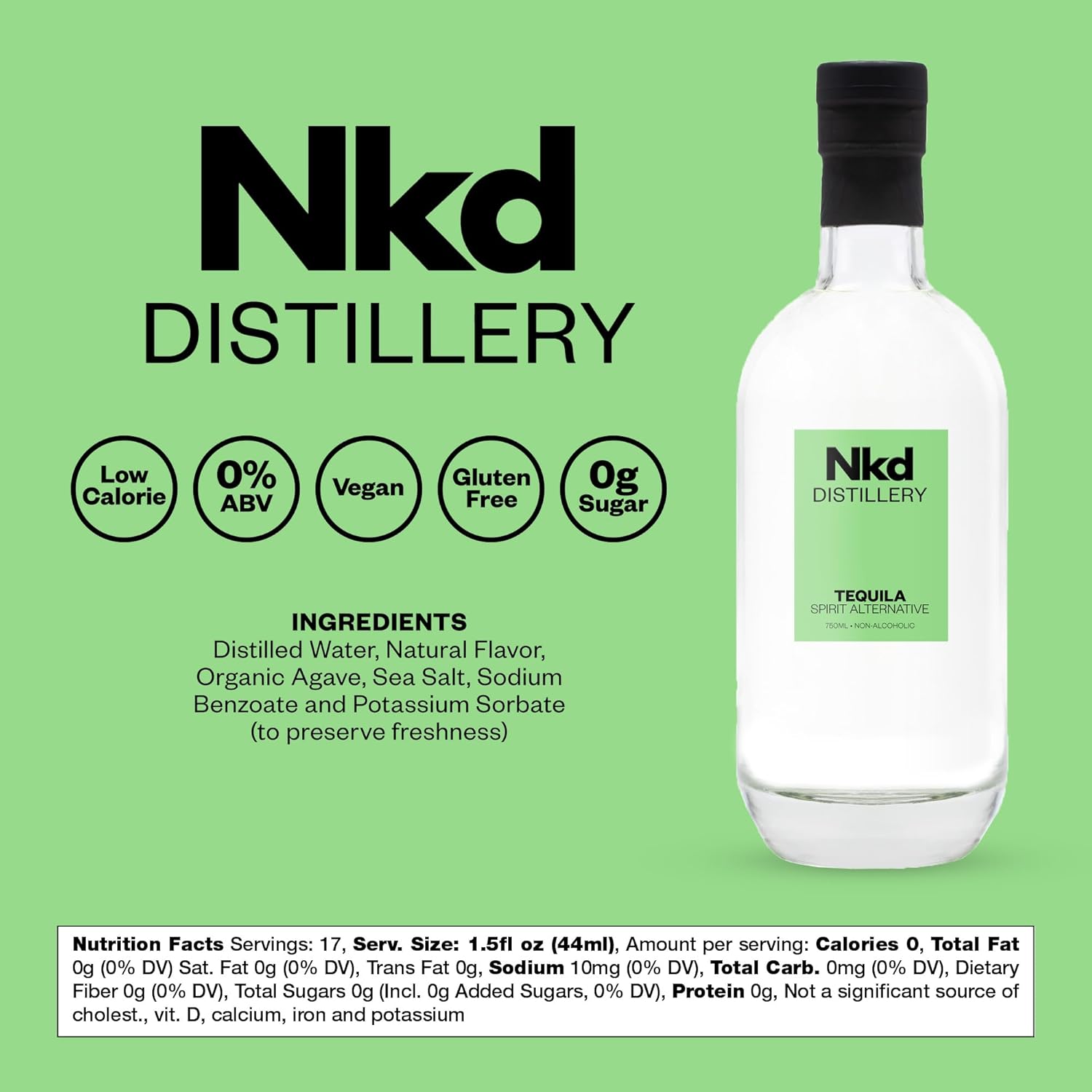 Nkd Tequila Non-Alcoholic Spirit – Zero-Proof Alternative | Smokey Agave, Caramel & Citrus Finish | Crafted from Real Tequila for Cocktails & Margaritas | 1:1 Replacement