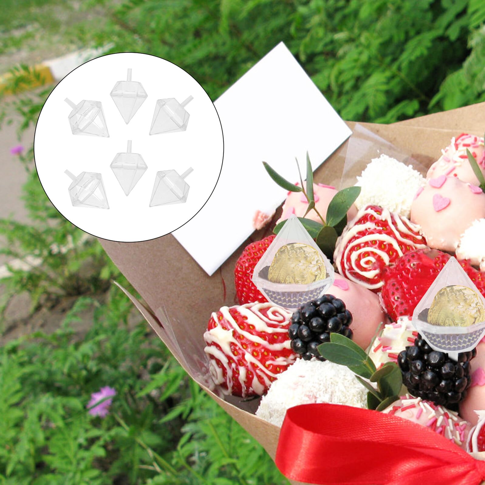 DOITOOL 80 Stück Süßigkeiten-trüffelhalter Für Blumenstrauß Großer Blumenstraußhalter Für Süßigkeiten Kugelschokoladenhalter Dekorative Schokoladenbasis Transparent