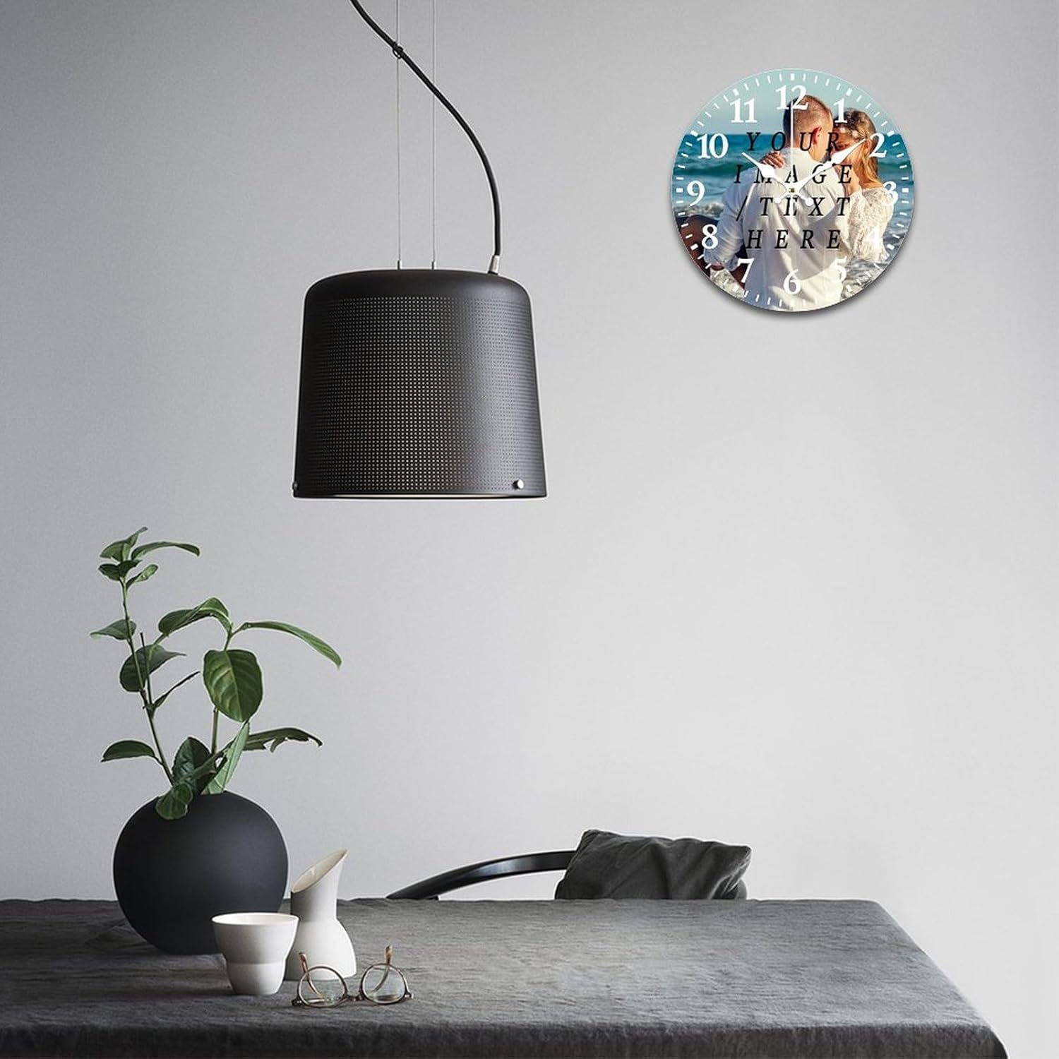 Custom Wall Clock 16", Photo Wall Clocks for Living Room Decor, Customized Gift for Birthday Wedding Valentine's Day Fits Living Room Kitchen Bathroom