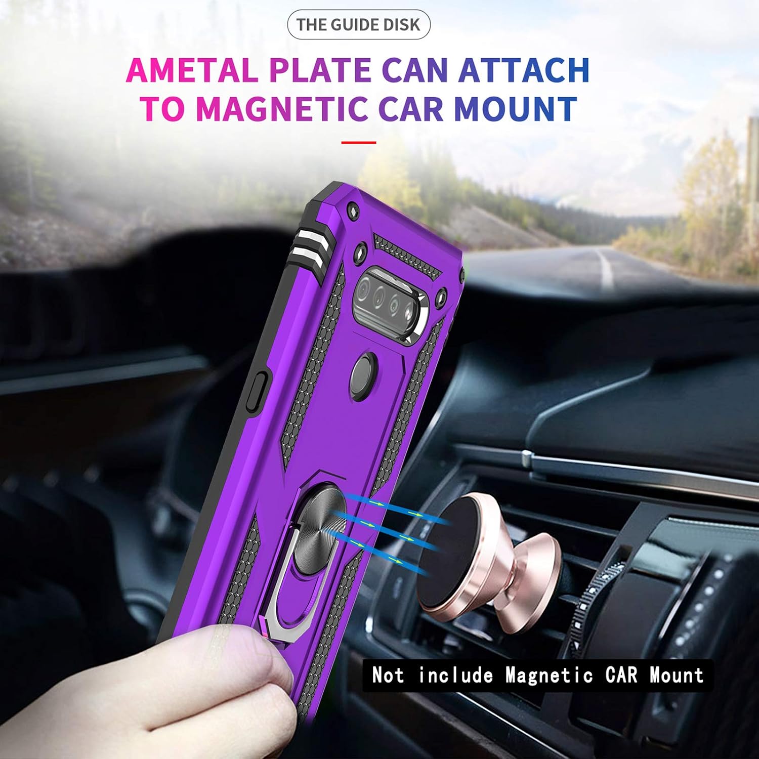 LeYi Compatible for LG K51 Phone Case, LG Reflect Case, LG Q51 Case with [2 Pack] Tempered Glass Screen Protector, [Military-Grade] Case with Magnetic Ring Kickstand for LG K51, Purple