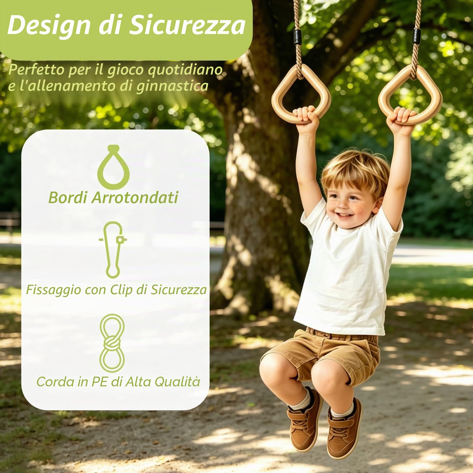 Anelli Da Ginnastica Per Bambini, Altalena Da Giardino Per Bambini Con Corda Di Canapa Regolabile Anelli Di Trazione Per Interni Ed Esterni