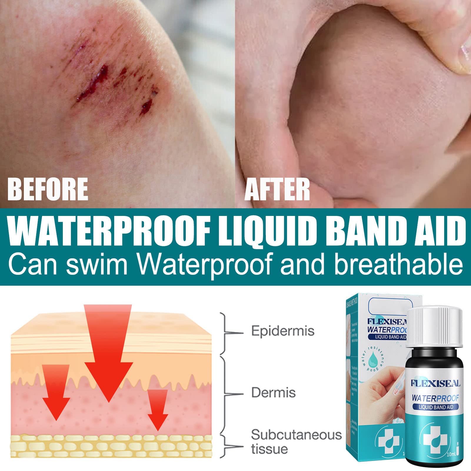 Benda Liquida da 10 Ml, colla Per La Pelle Impermeabile, colla Per Sigillare Le Ferite Barriera Protettiva Per La Pelle Benda Liquida Portatile Per La Pelle Piccoli Tagli E Ferite Guarigione dei Graff