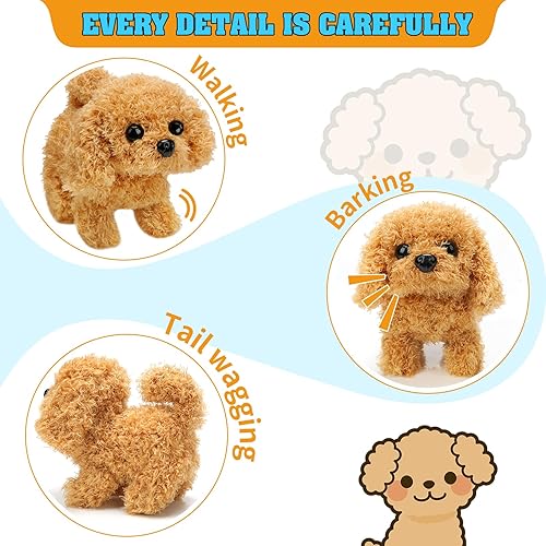 Miniatura 15 de Perro electrónico interactivo de peluche para cachorros – caminar, ladrar, mover la cola, estirar, compañero animal para niños pequeños Husky Dog