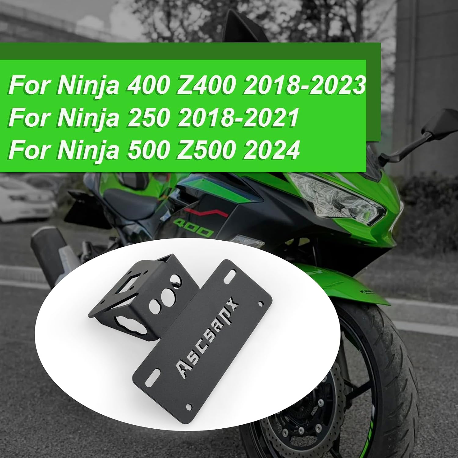 Fender Eliminator Kits Ninja 400 Ninja 250 License Plate Bracket Rear License Plate Holder Tail Tidy for Kawasaki Ninja Z400 2018-2023 / Ninja 250 2018-2021 / ninja 500 z500 2024