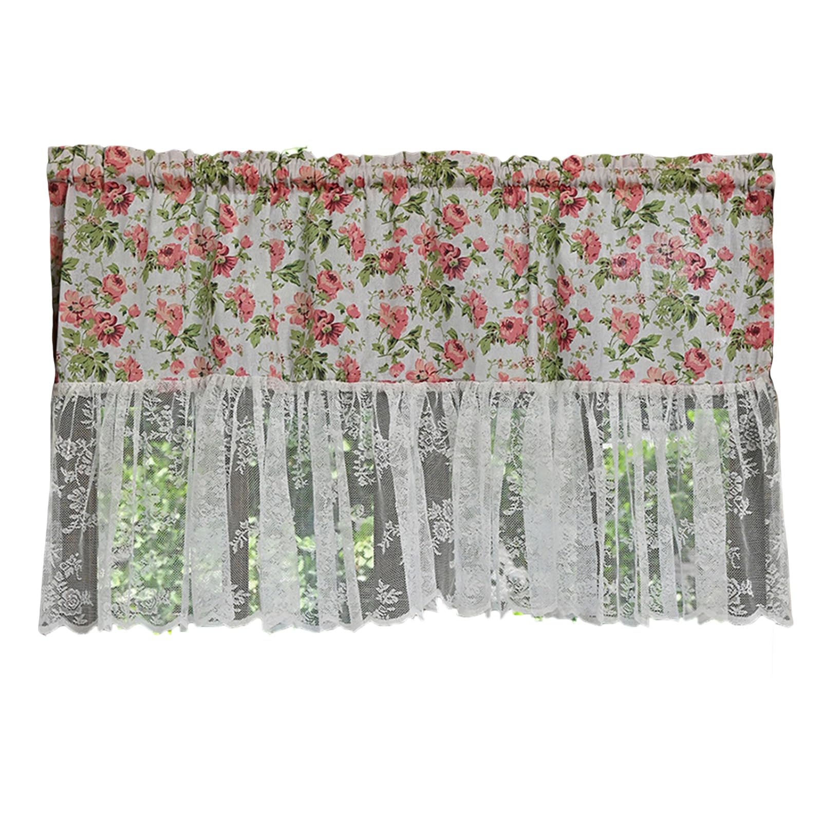 HDOYTXXM Lace Window Curtains Semi Privacy Sheer Fabric Finished Short Curtain for Bedroom Living Room Semi Sheer