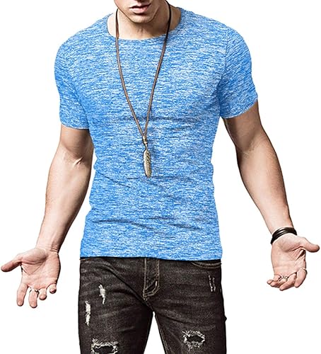 Miniatura 3 de KUYIGO Camisetas deportivas para hombre, camiseta deportiva para correr, gimnasio, entrenamiento, secado rápido, cuello redondo, camiseta con