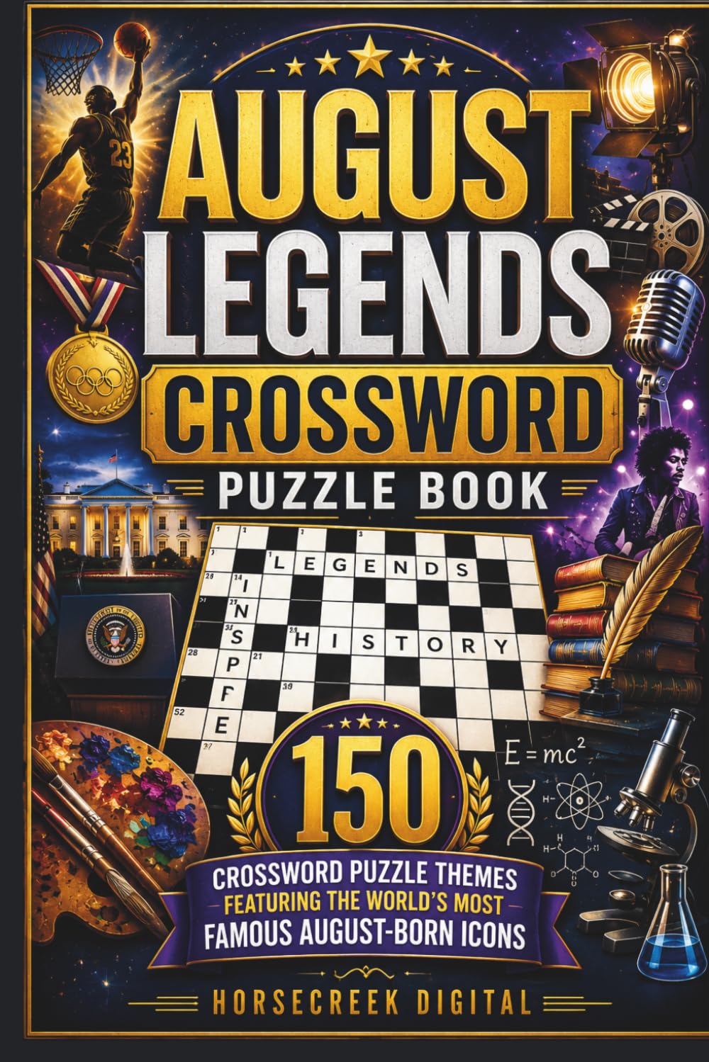 August Legends Crossword Puzzle Book: 150 Crossword Puzzle Themes Featuring Famous August-Born Athletes, Actors, Scientists, Presidents, Musicians, Artists & Cultural Icons (Monthly notable births)