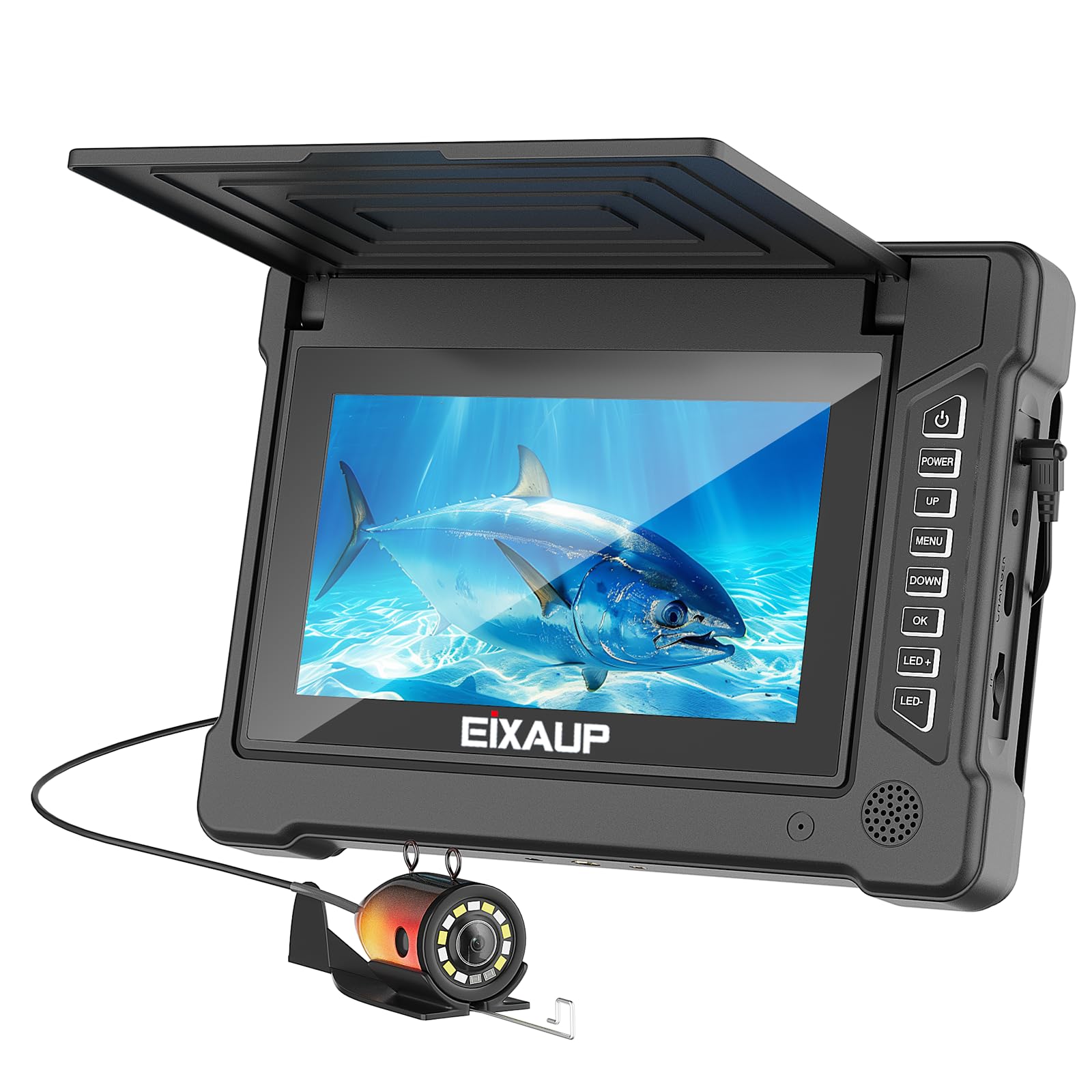 Underwater Fishing Camera, 7 inch HD IPS Monitor 1200TVL IP68 Wateproof Camera with 6 Pcs LED Lights + 6 Pcs IR Infrared Lights, 165°Wide Angle for Ice, Boat and Lake Fishing(50 FT/15 M)-image-15