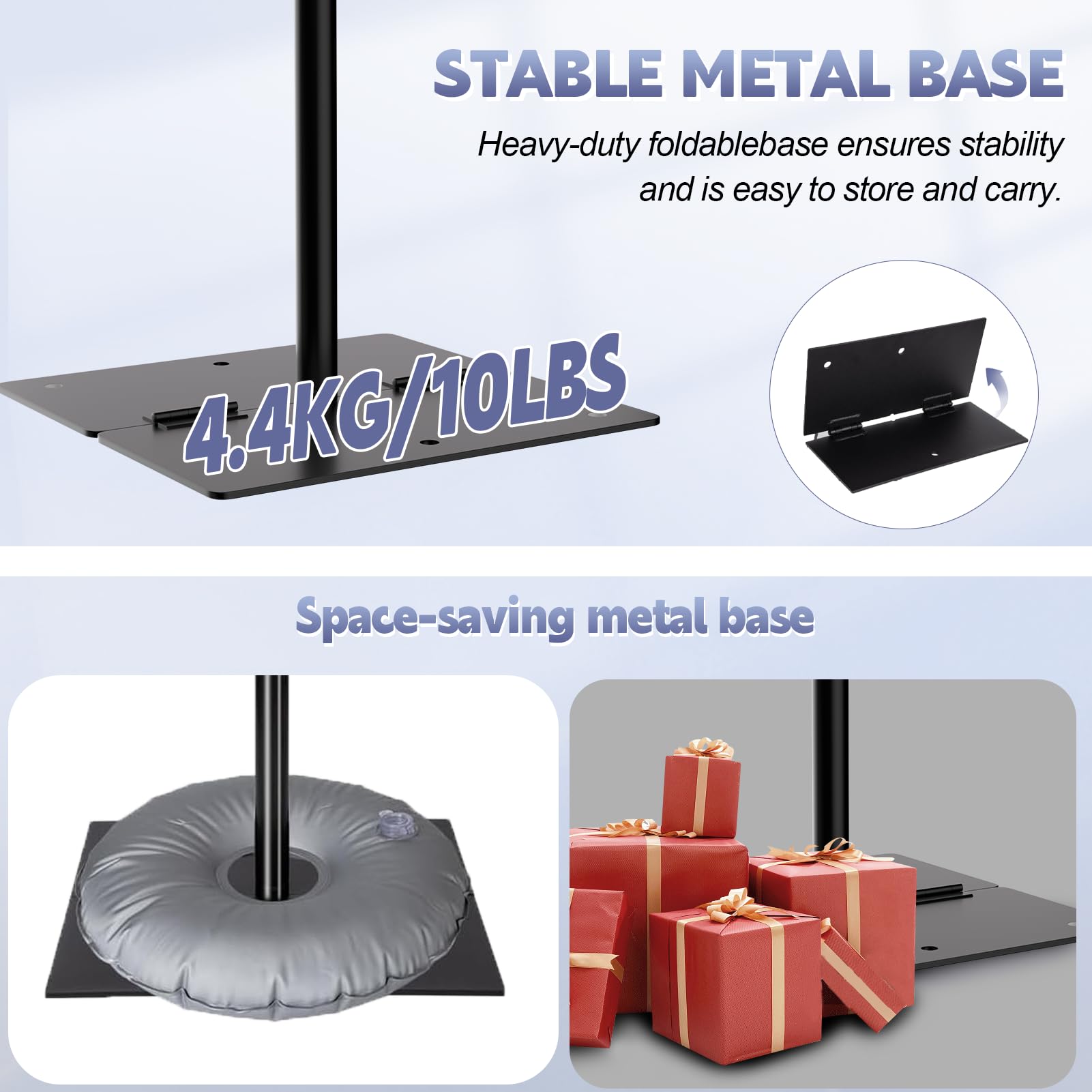 Soporte de telón de fondo resistente, kit de sistema de soporte de fondo de fotos ajustable de 8 x 10 pies con base de metal, tubo y cortina, kit de caída trasera para fiestas, estudio de