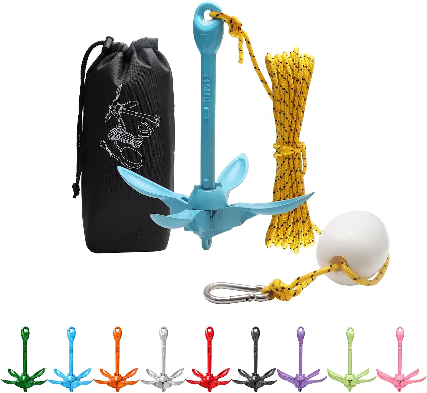 Kayak Anchor Boat Anchor for Kayaks, Canoes, SUP Paddle Boards & Jet Skis, Folding Anchor with 40ft Anchor Tow Rope and Carrying Bag