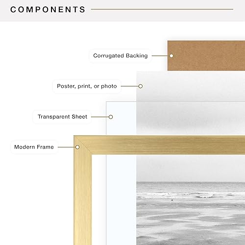 Miniatura 7 de MCS Gallery Foundation - Marco de póster, marco de fotos para arte de pared, latón, 24 x 36 pulgadas, individual