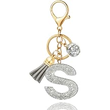 Initial Letter Keychain,Keychain Cute Resin,Initial Keychain to Backpack Charms,Key chain Gift for Women,GirlsSilver