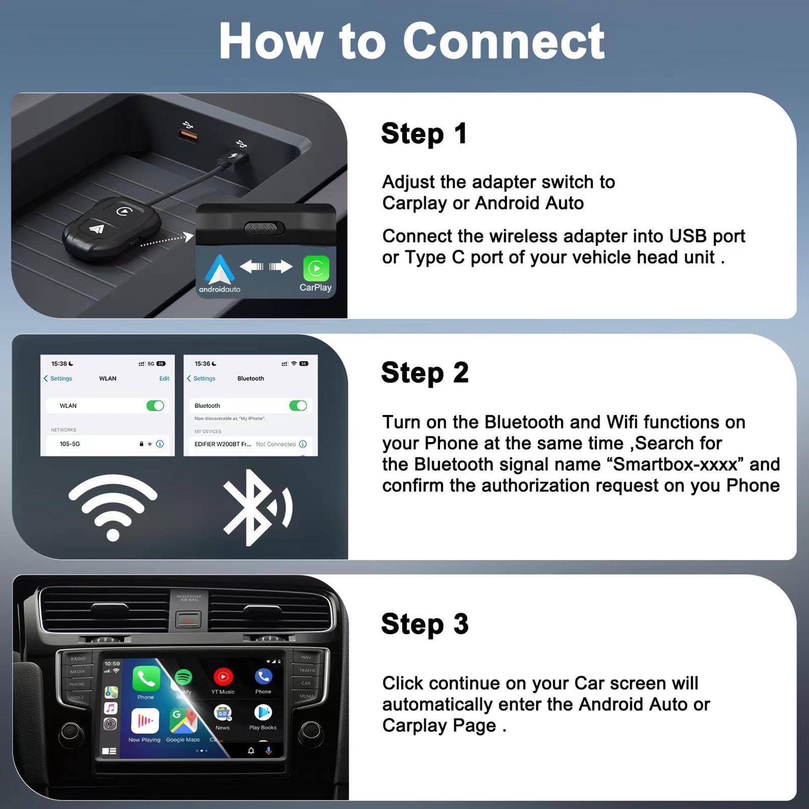 Transmisor inalámbrico de coche - Convierte cables en coche inalámbrico - Adaptador de coche Plug and Play - Control inalámbrico portátil para diferentes modelos