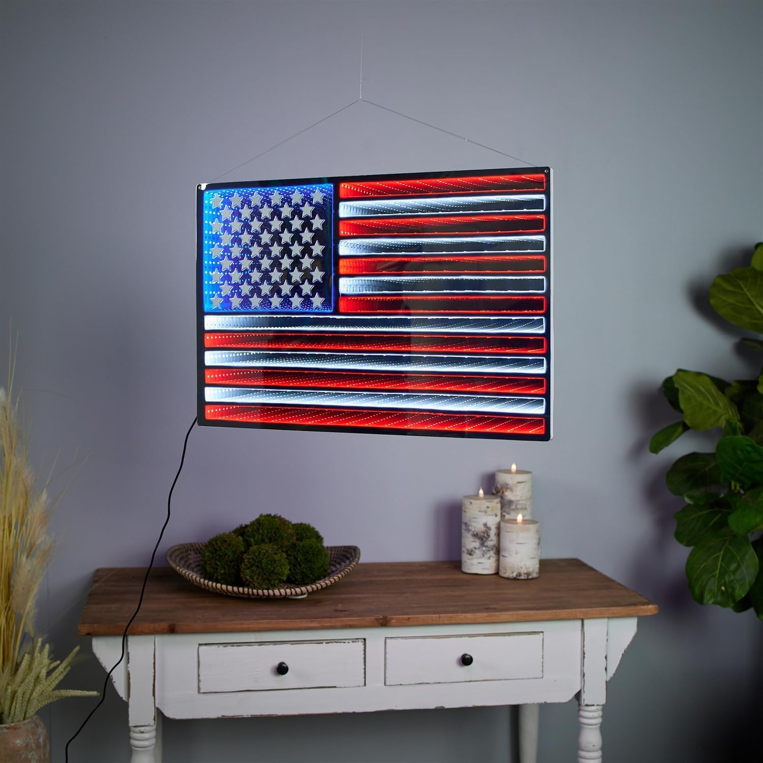 Flag Infinity Light Hanging 23" L x 15.5" H UL Plug