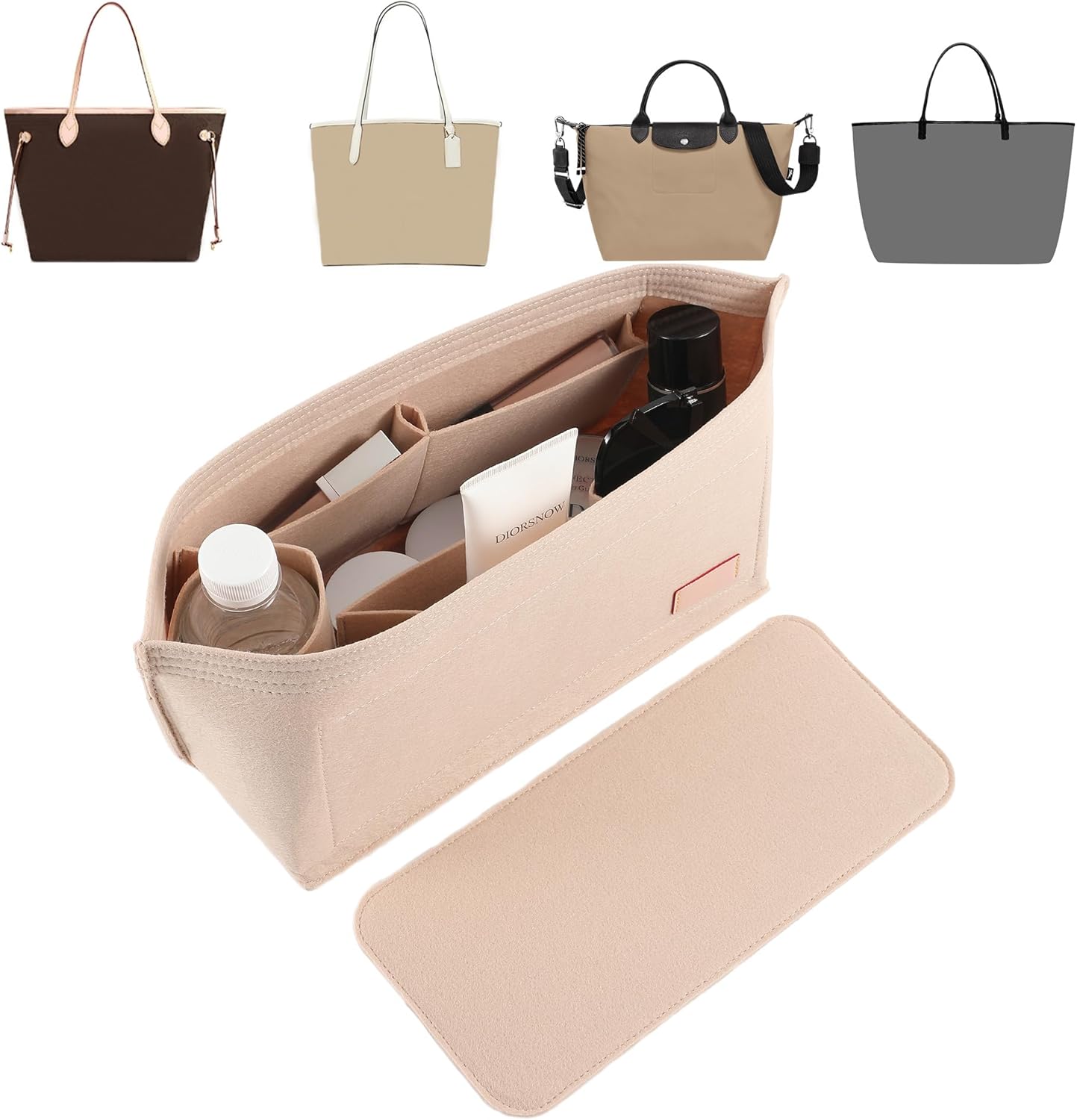 Doxo Purse Organizer Large Tote Bag Zipper Beige Combination