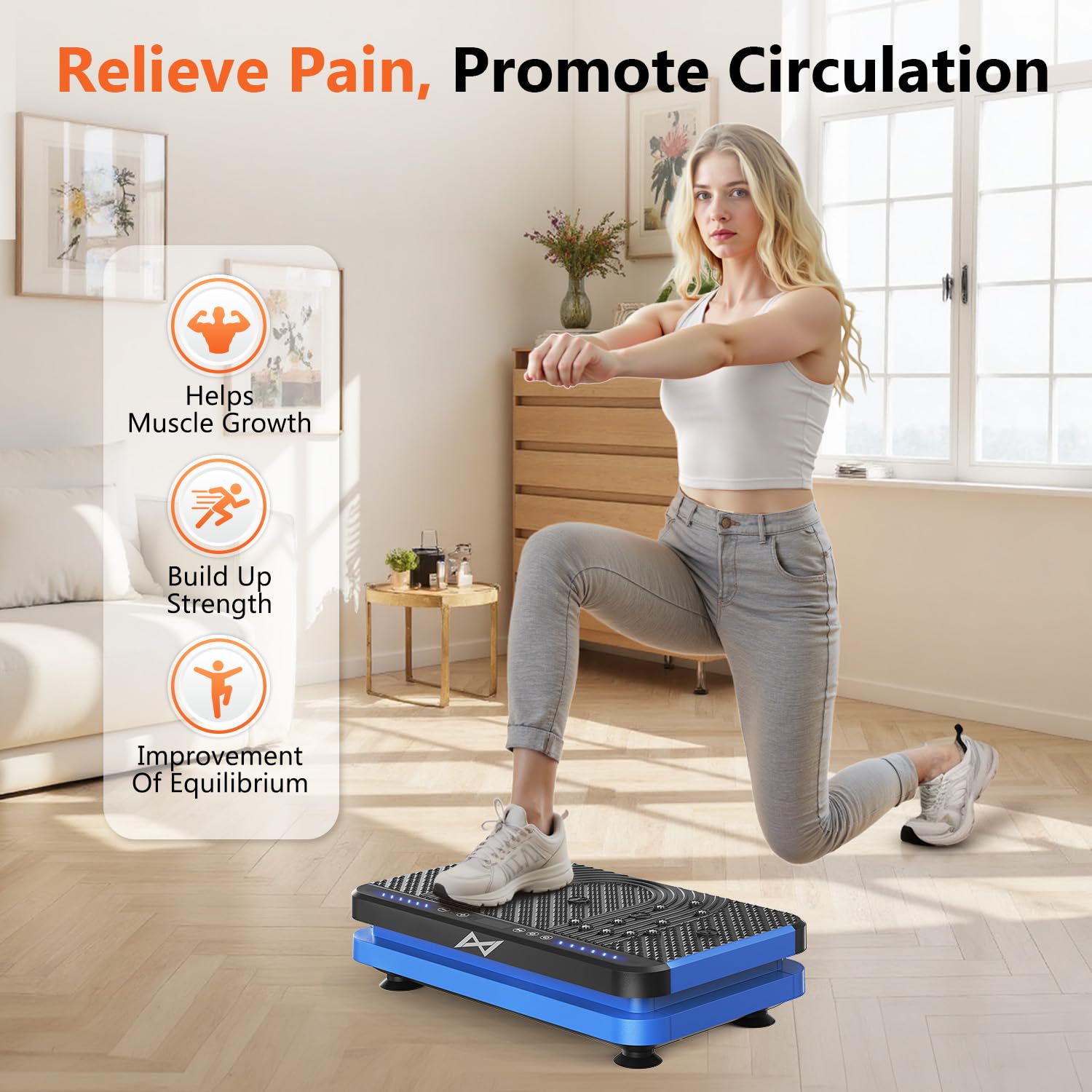 AXV Vibration Plate Fitness Platform Exercise Machine Vibrating Shaking Full Body Shaker Workout Vibrate Stand Shake Board Sport Gym for Weight Loss Fat Burner for Women Men