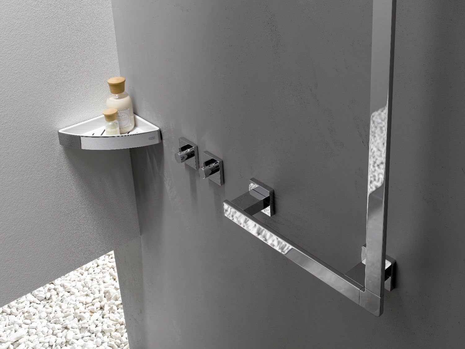 4018445104920 emco loft 90 Degree Right Angle Handle with Fixing Mat - Chrome