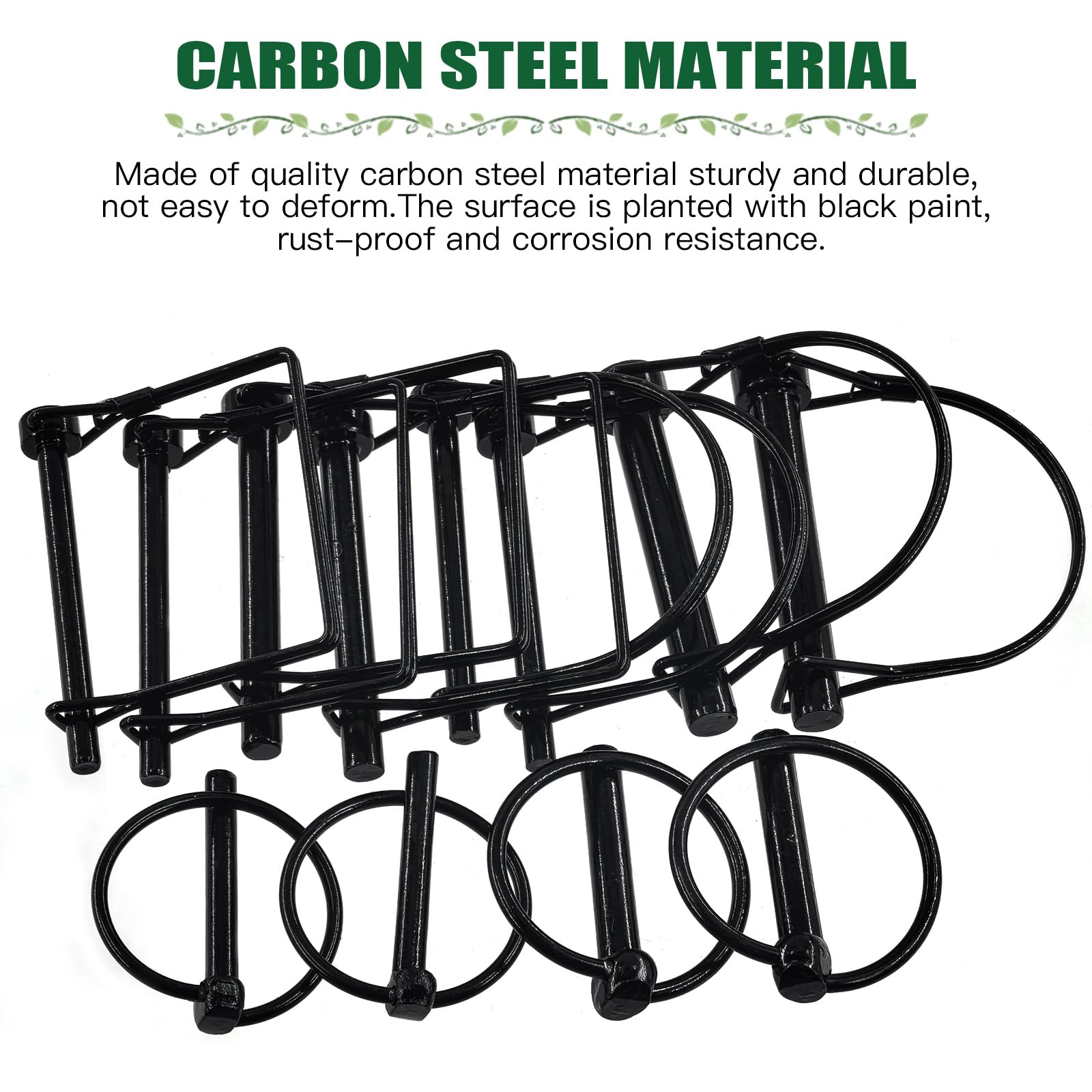 Keadic 12Pcs Wire Lock Pin, Black Zinc Plated Shaft Locking Pin Trailer Coupler Pins - Image 3