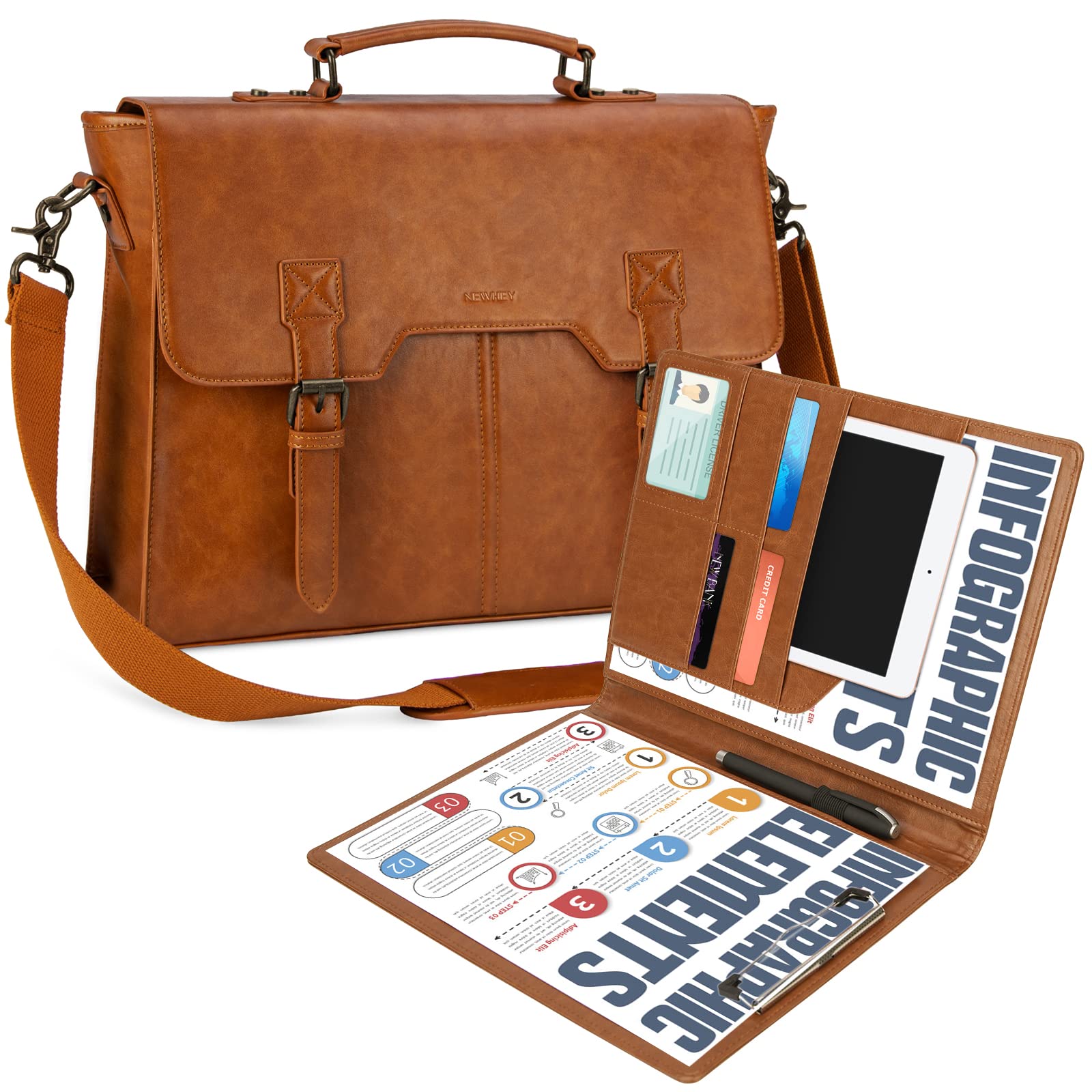 Leather Messenger Bag for Men 15.6 Inch Waterproof Laptop Briefcase Leather Satchel Laptop Bag Vintage Bag Computer Bag