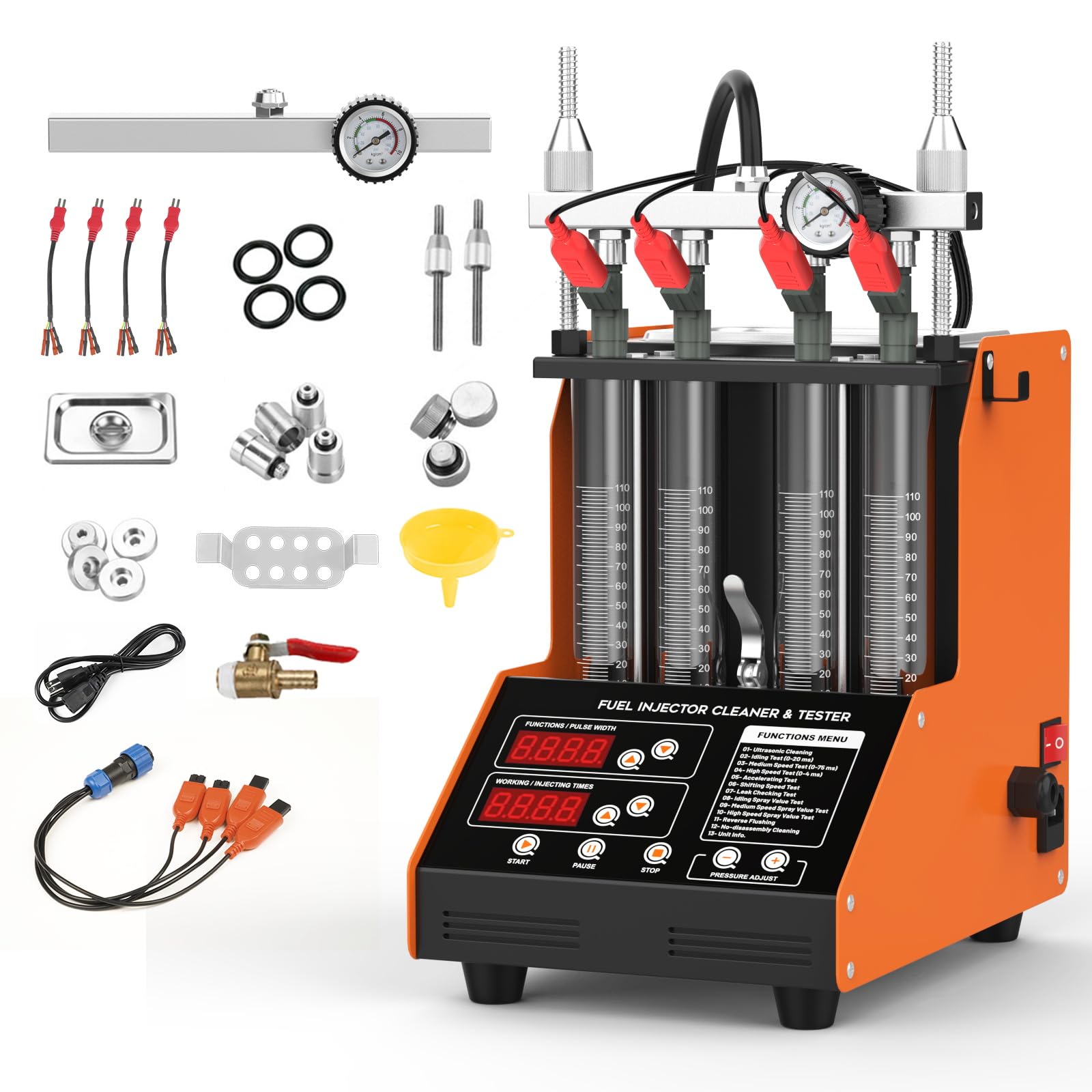 KAISAL CN100 220V Limpiador y Probador de Inyector de Combustible Automotriz, Máquina de Limpieza Ultrasónica de Inyectores de Combustible, Kit de Comprobador y Limpiador de Inyectores de Combustible