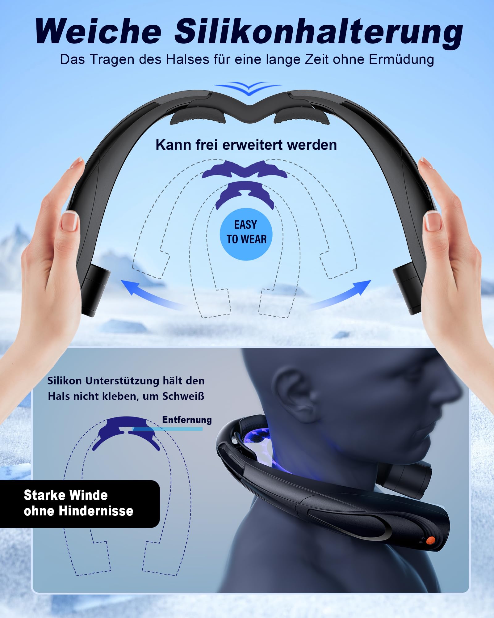 Tomatofrydan Nekventilator, 6000 mAh, draagbare persoonlijke ventilator