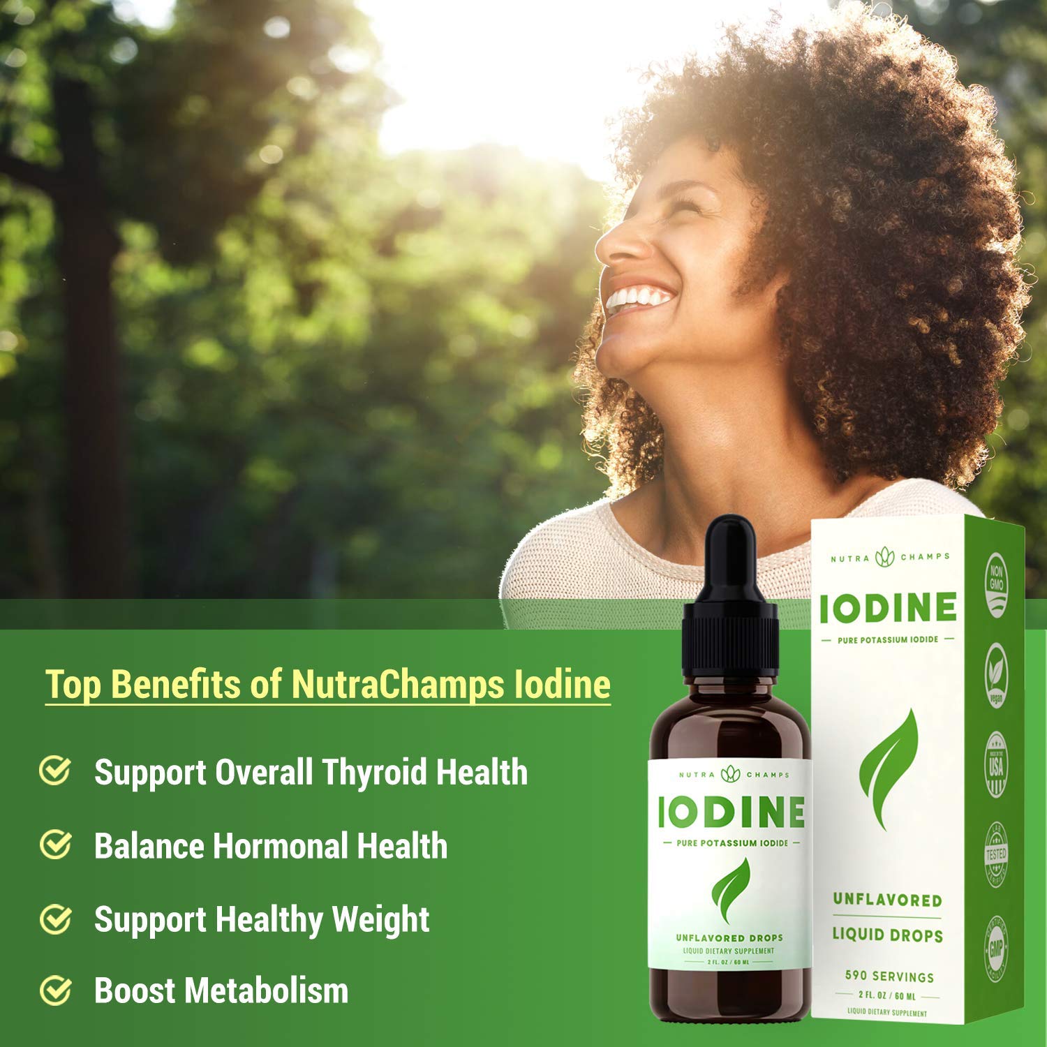 Iodine Drops (12 Year Supply) Vegan Liquid Iodine Supplement Solution
