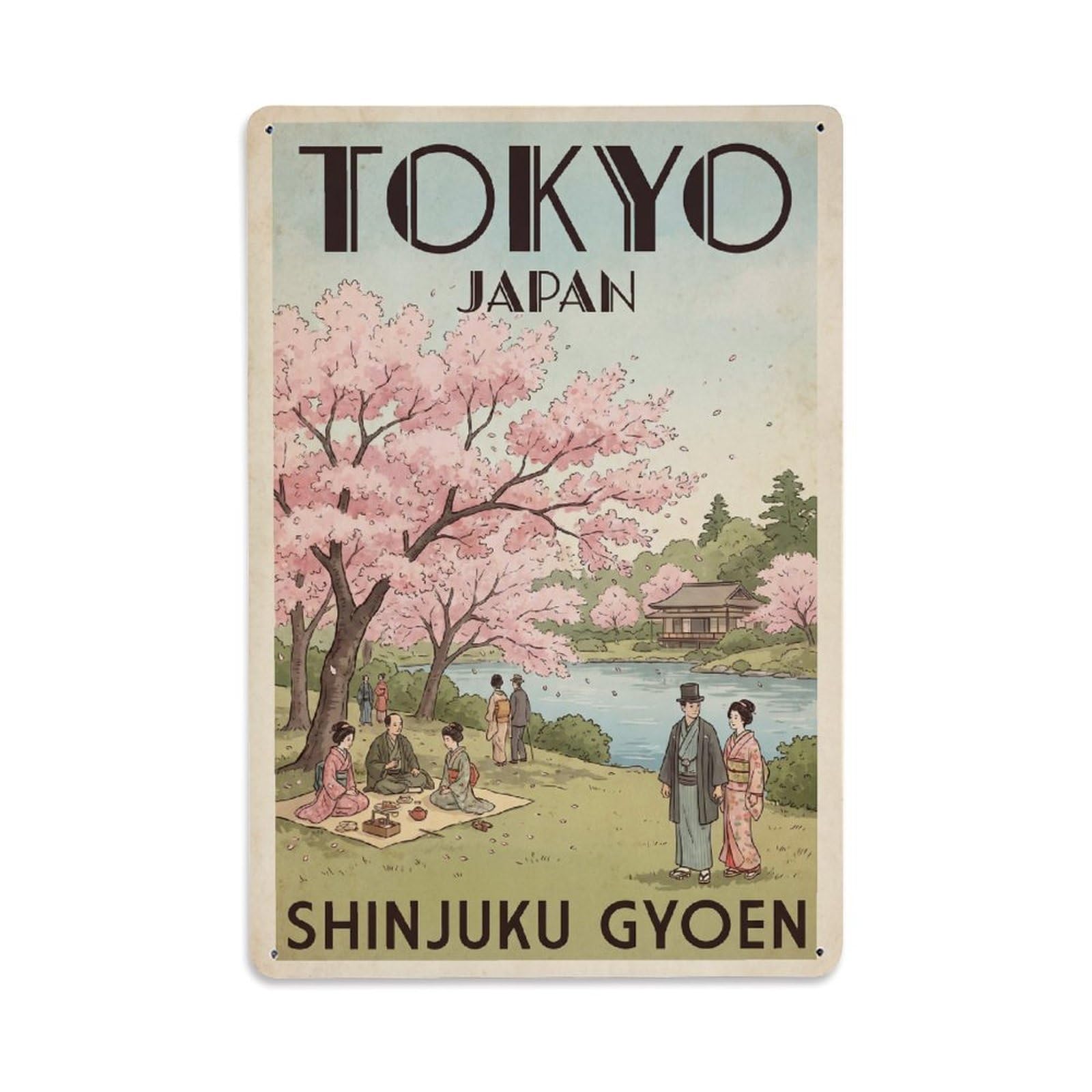 Gead 8X12inch Style Vintage Travel Tokyo Japan Hanami Metal Tin Sign