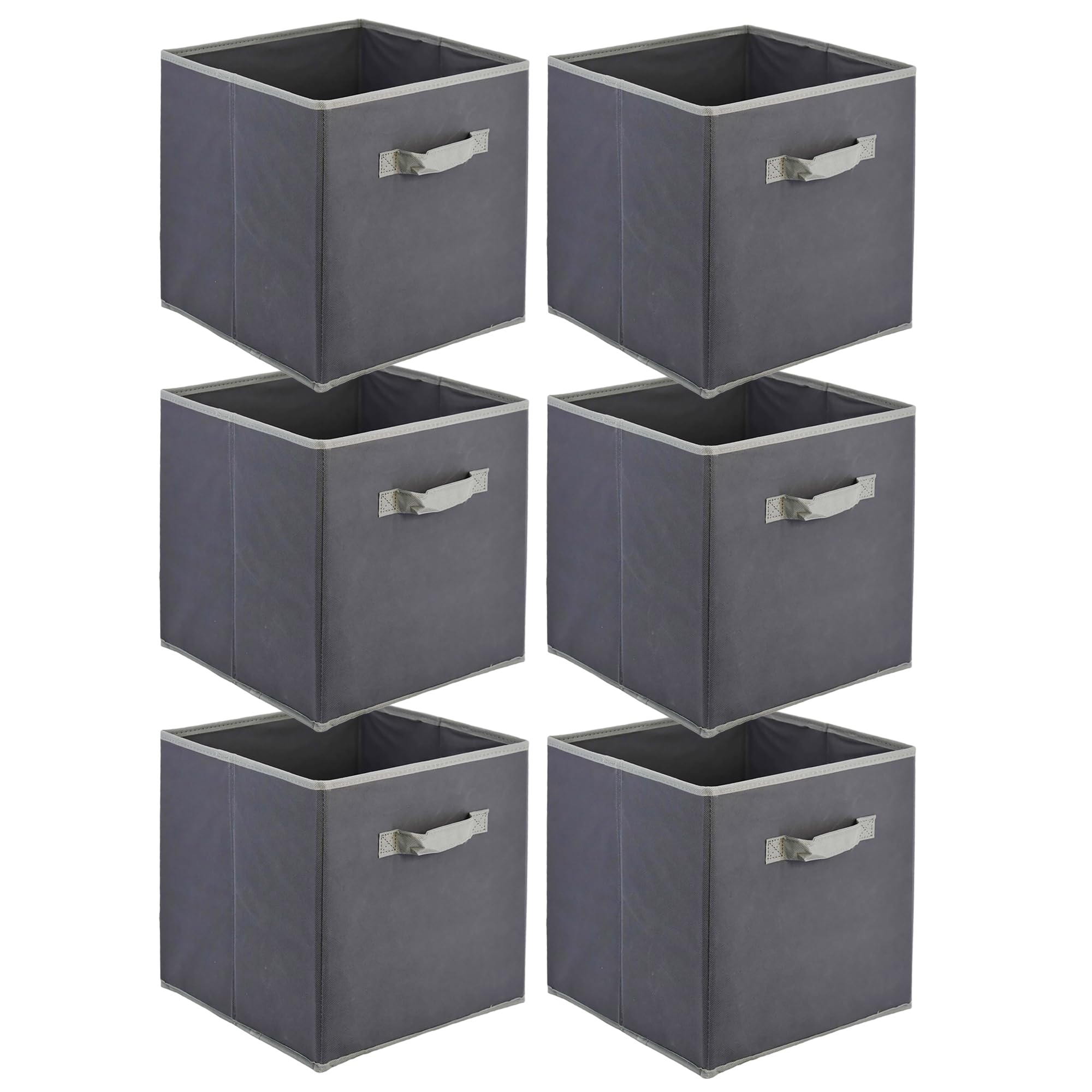 GEEZY Foldable Non-Woven Fabric Storage Cubes with Handle, 30x30x30cm, Grey, Set of 6 - Toys, Books, and Clothes Storage Organiser - Suitable for Cube Storage Units, Closets, Shelves, Drawers