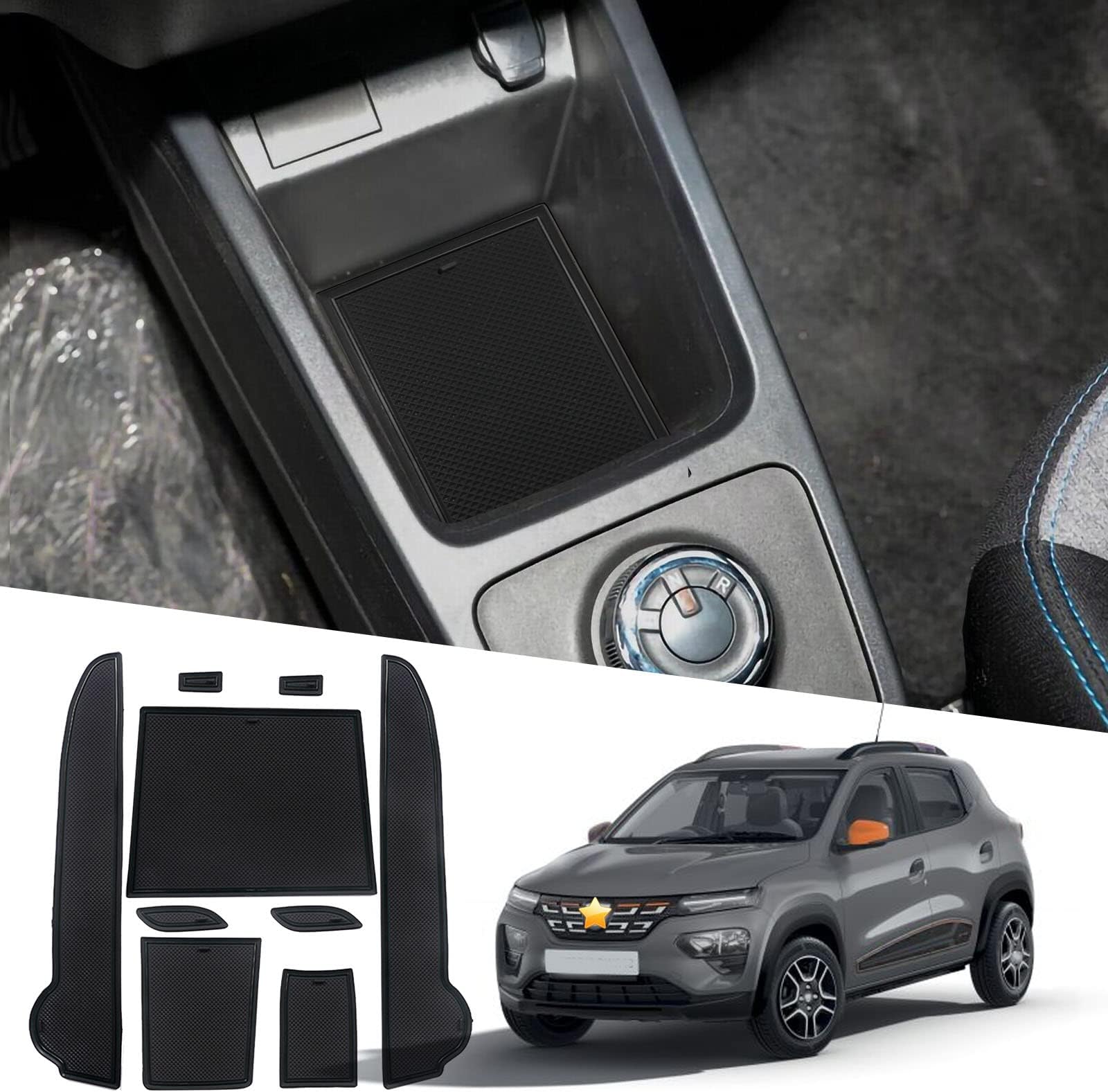 Ruiya Compatible With Hyundai Kona Electric 2020-2023 Car Rubber Mats Door Slot Mat, Kona EV Non-Slip Mats Armrest Cup Holder Mat Centre Console - View #8