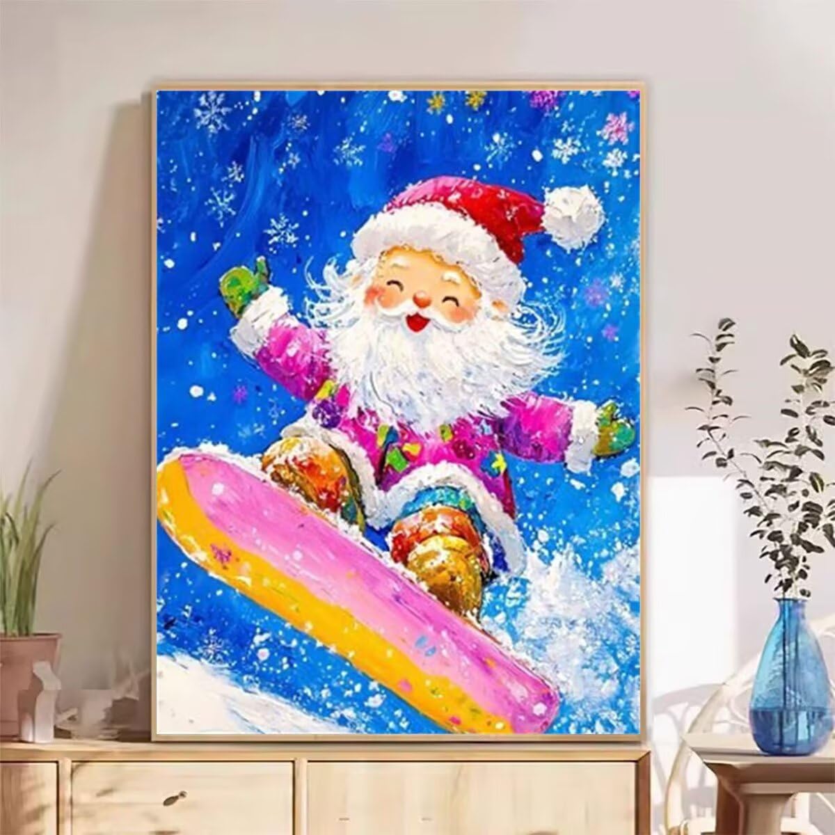 Malowanie diamentami Boże Narodzenie, DIY Zestaw do malowania diamentami, mozaika na płótnie ścieg krzyżykowy do dekoracji ścian, kreatywnego hobby i antystresowego prezentu, 60 x 90 cm (kreskówka) 2Z