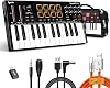 Synido TempoKEY K25 USB C MIDI Keyboard Controller with 25 Wide Keys Deep Key Stroke and Velocity Dynamic Keys 8 RGB Drum Pads OLED Display Transport Control Touch Strips Arpeggiato
