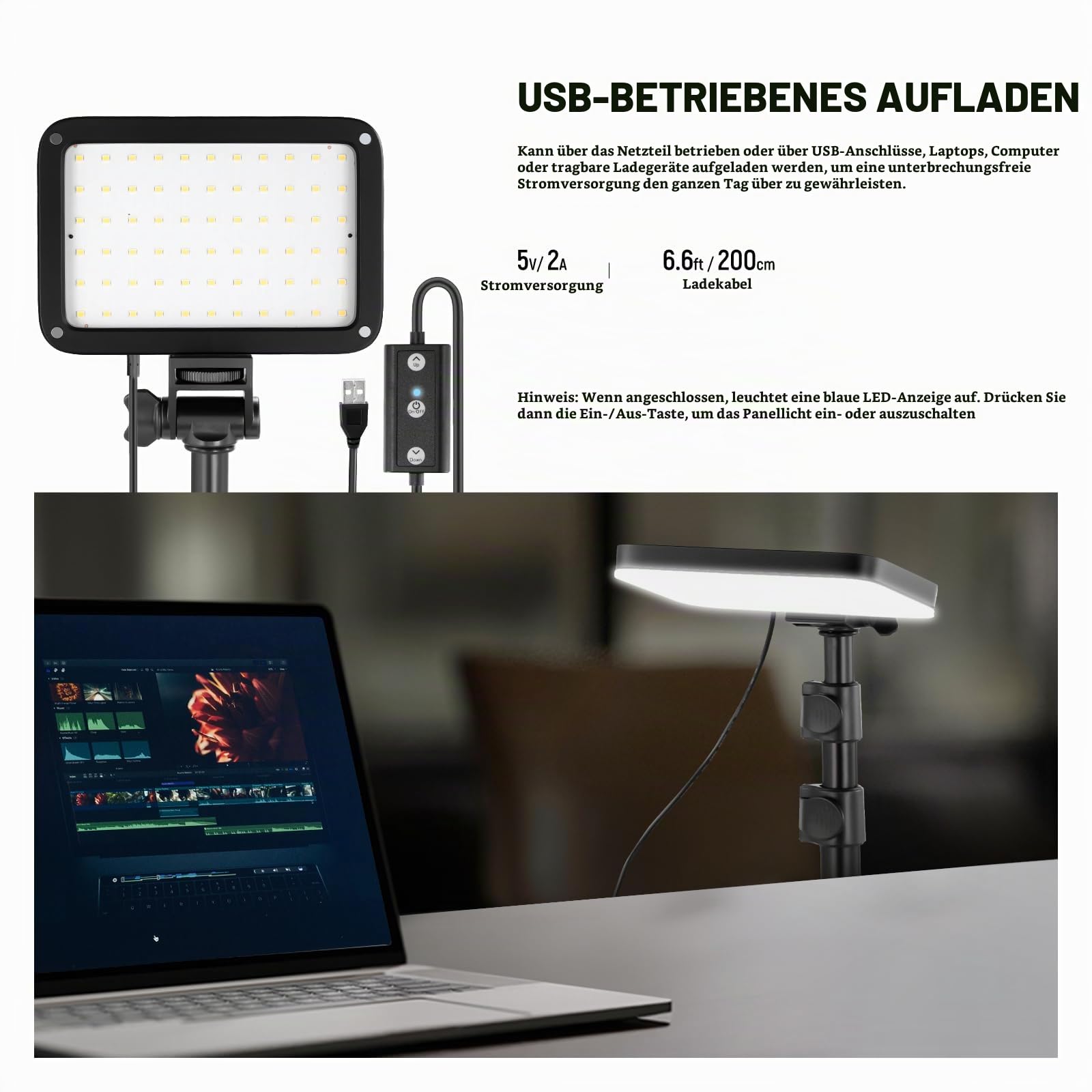 Neewer BASICS LED Videoleuchte Panel Beleuchtung Set zweifarbige dimmbare tragbare Studioleuchten mit Stativ und Filtern 3200K ~ 5600K CRI 95ux für Fotografie Videoaufzeichnung BP66 – Bild 7