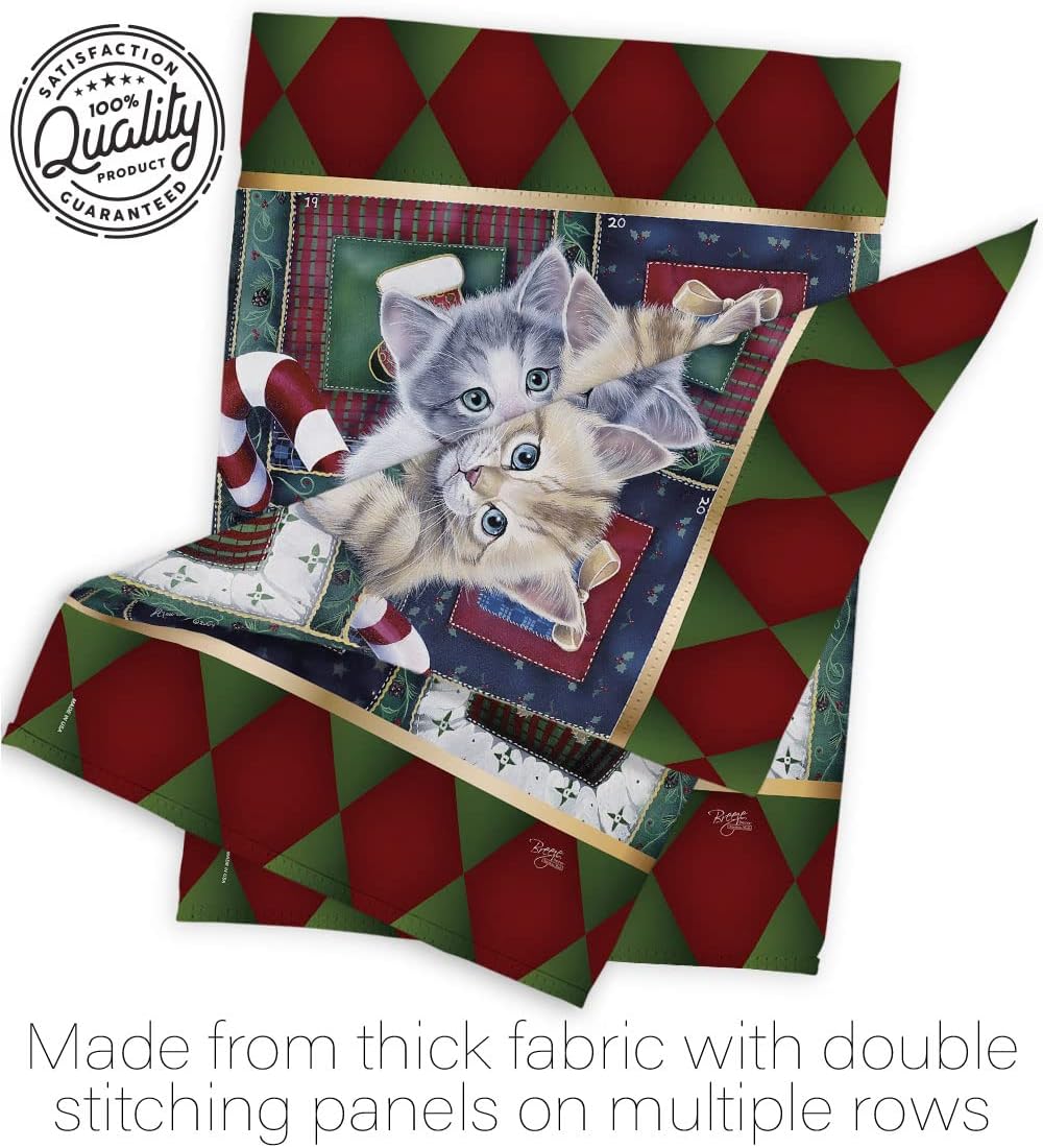 Breeze Decor H114097 Calendar Kittens Winter Christmas Decorative Vertical House Flag, 28" x 40", Multicolor