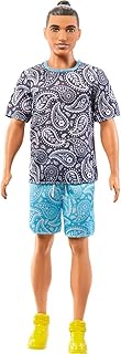 Barbie â€‹Ken Doll, Kids Toys, Fashionistas, Brown Hair in Bun, Paisley Tee and Shorts, Clothes and Accessoriesâ€‹