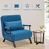 Vista 12 de Sillón convertible para cama, sillón tapizado de tres pliegues con almohada, sofá plegable de ocio con respaldo ajustable de 6 ángulos, cama