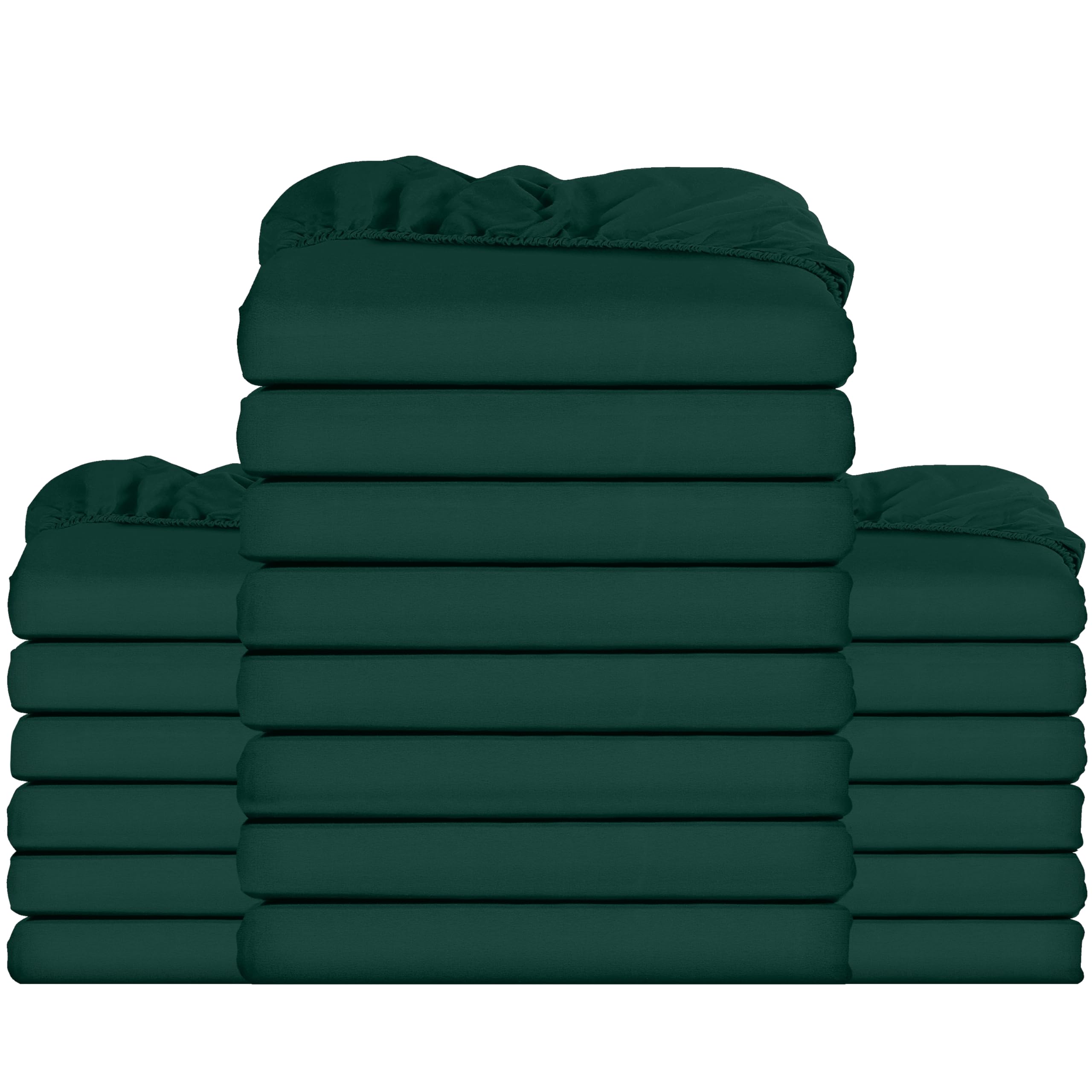 Utopia Bedding Fitted Sheet Bulk Pack of 20 Pieces - Double, Emerald - Deep Pocket - Easy Care Soft Brushed Microfibre Fabric - Shrinkage and Fade Resistant - Bottom Sheet โ image 1