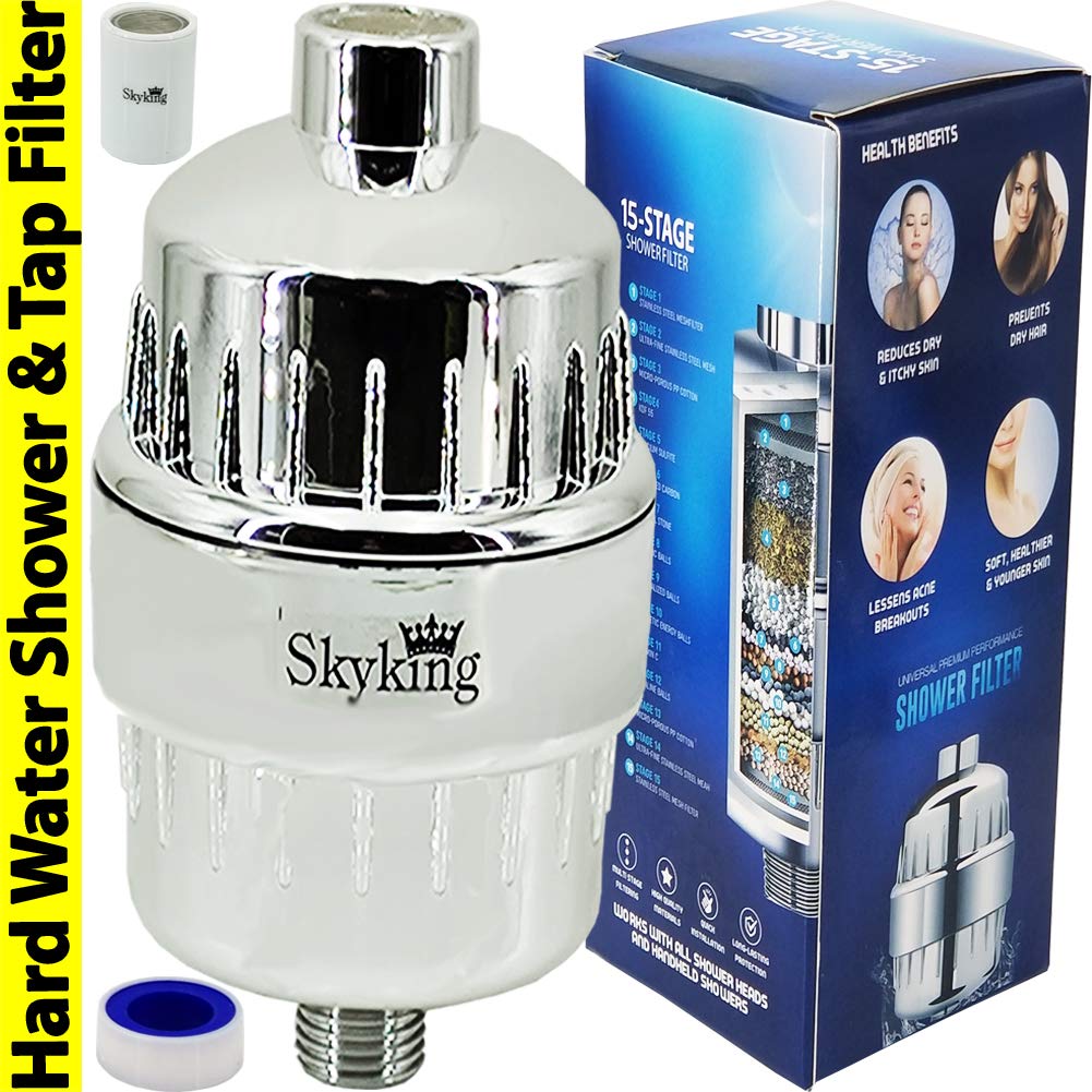 SkyKing Chlorine Hard Salt Water Shower Filter (Large, Chrome) Amazon