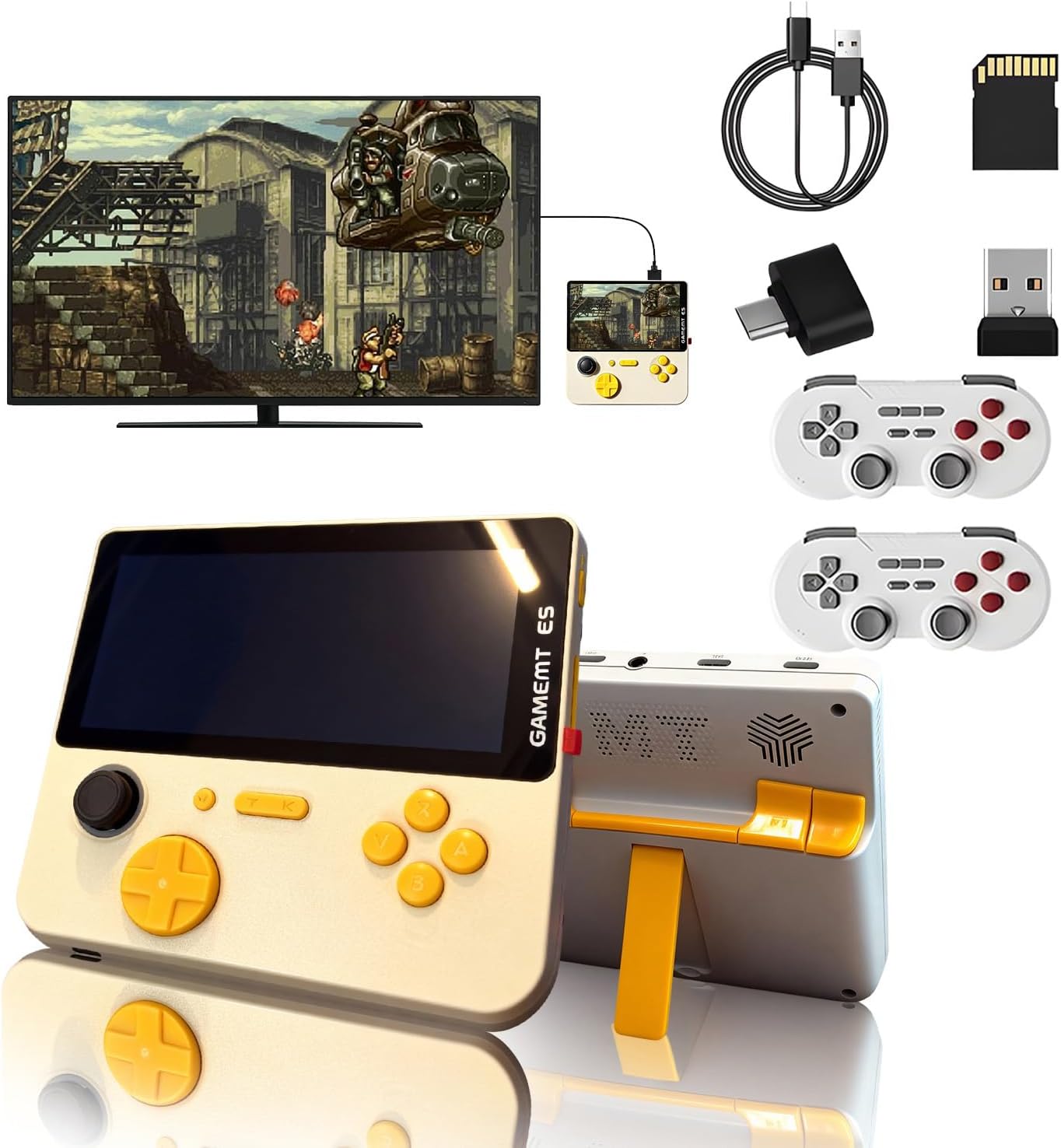 E5 2-in-1 Retro Game Stick, 5" IPS Handheld Console & TV Game Stick with 20000+ Games, 4K HDMI Output, Dual 2.4G Wireless Controllers, Plug & Play Classic Arcade for Family Game Night & Gift for Adult