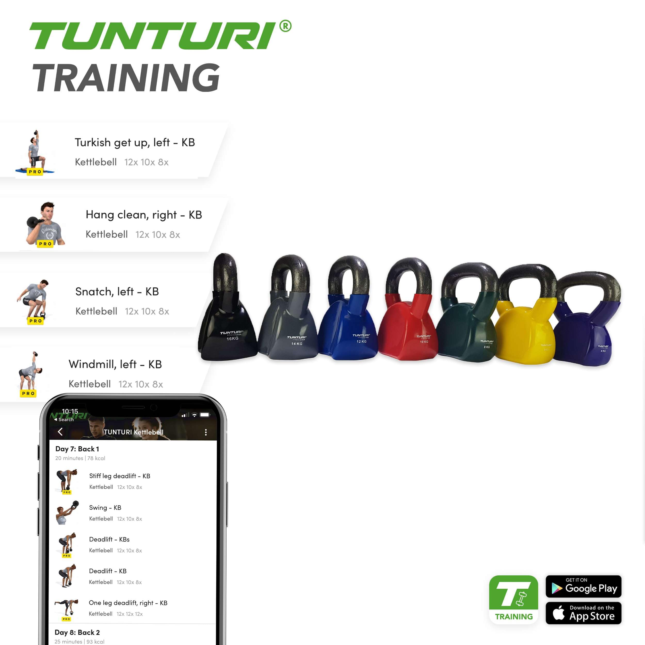 Tunturi Kettlebells Pesa Rusa Vinilo 14kg, Gris, Unisex Adulto, Grey, 1