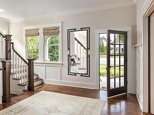 Miniatura 5 de Espejo de pared decorativo grande, 54 x 27 pulgadas, espejo negro para decoración de pared con marco de metal para sala de estar, dormitorio,